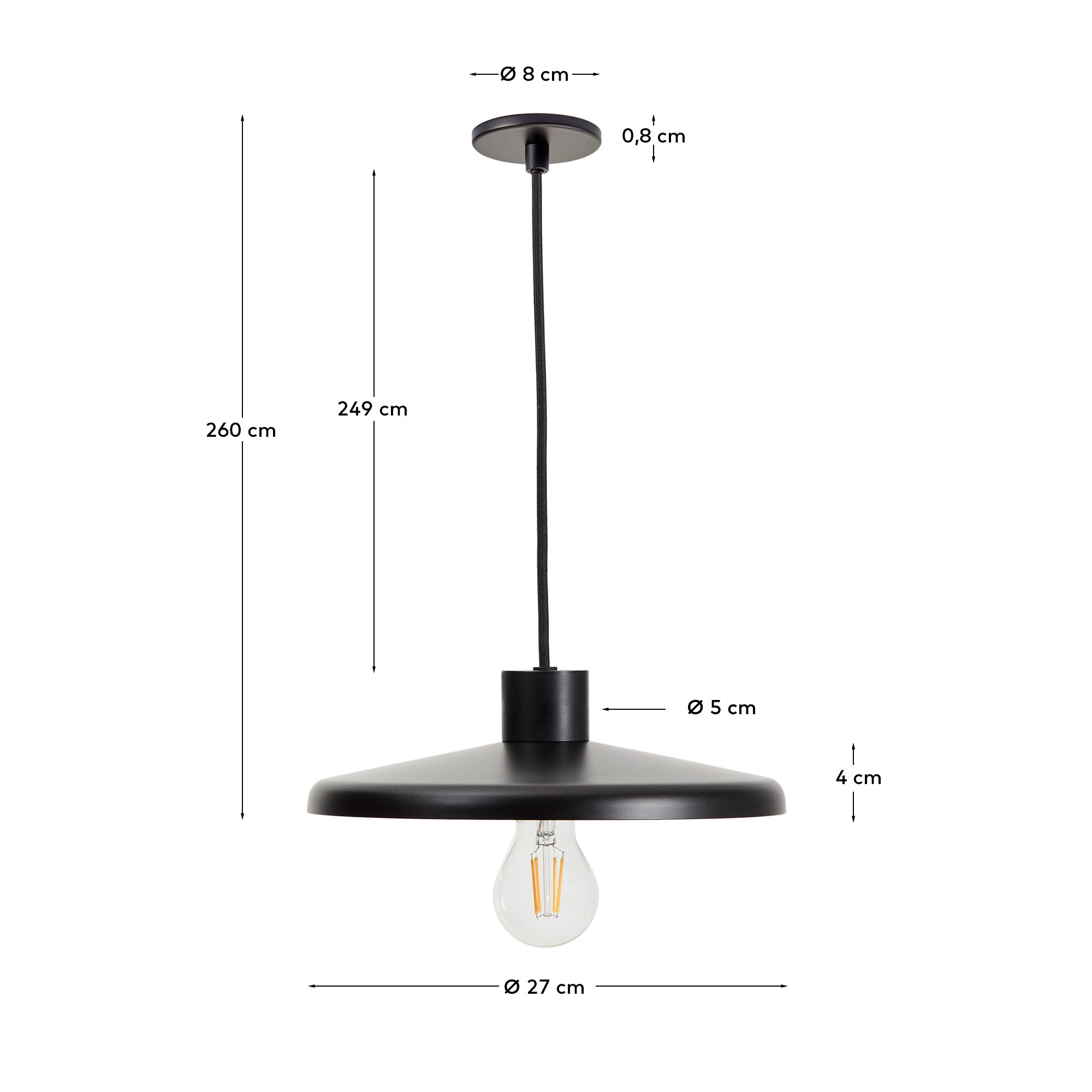 Nuvira ceiling lamp in black satin metal - Measurements