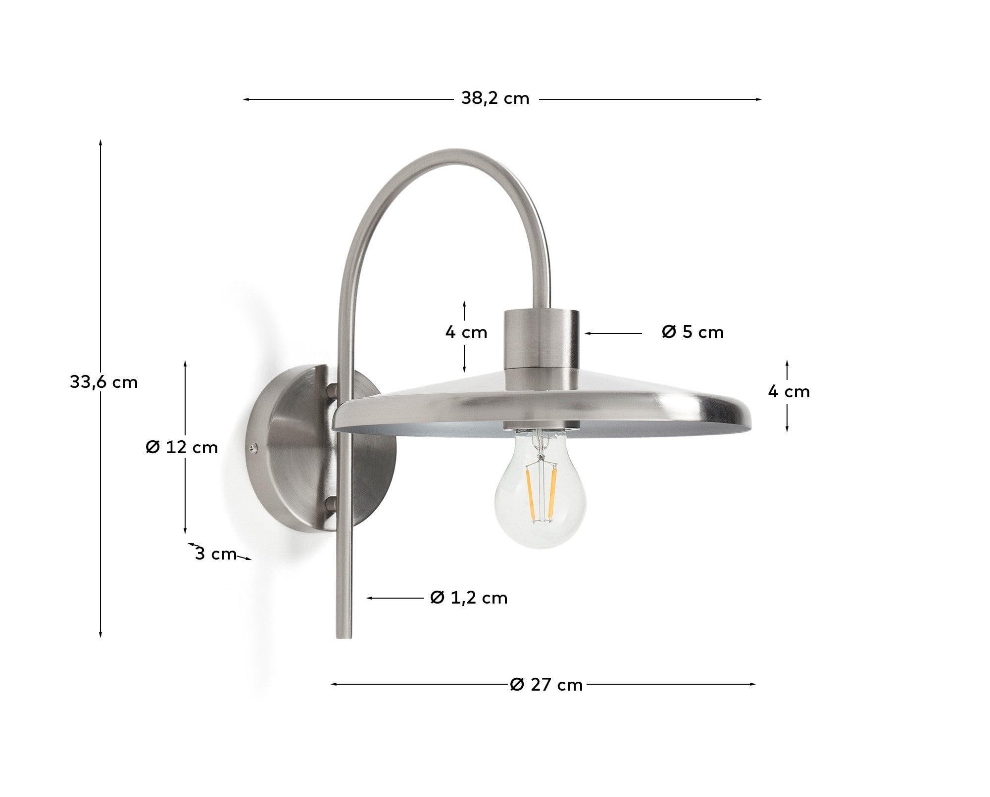 Nuvira wall light in light grey brushed metal - Measurements