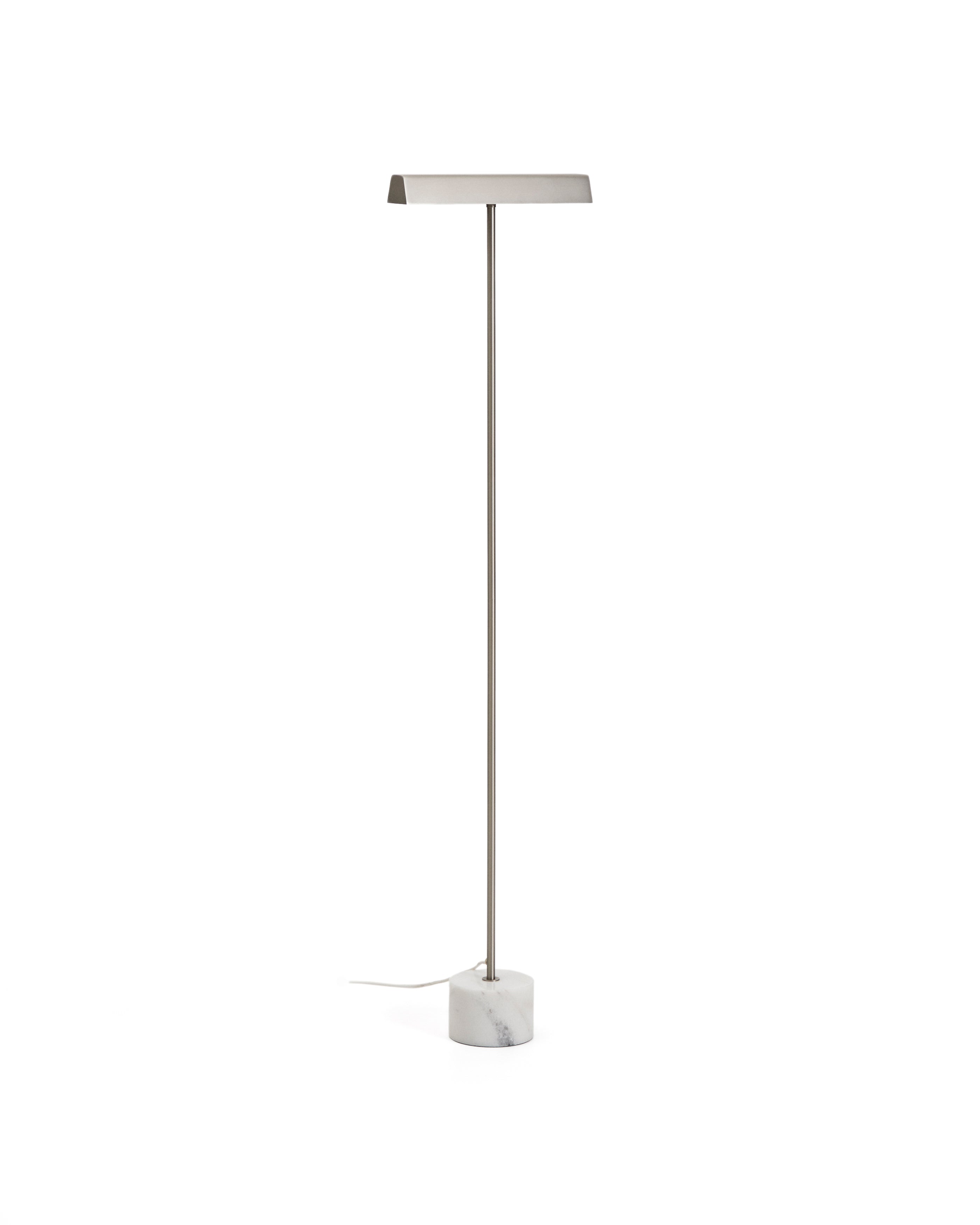 Lynor brushed metal floor lamp with white marble base - Product Image