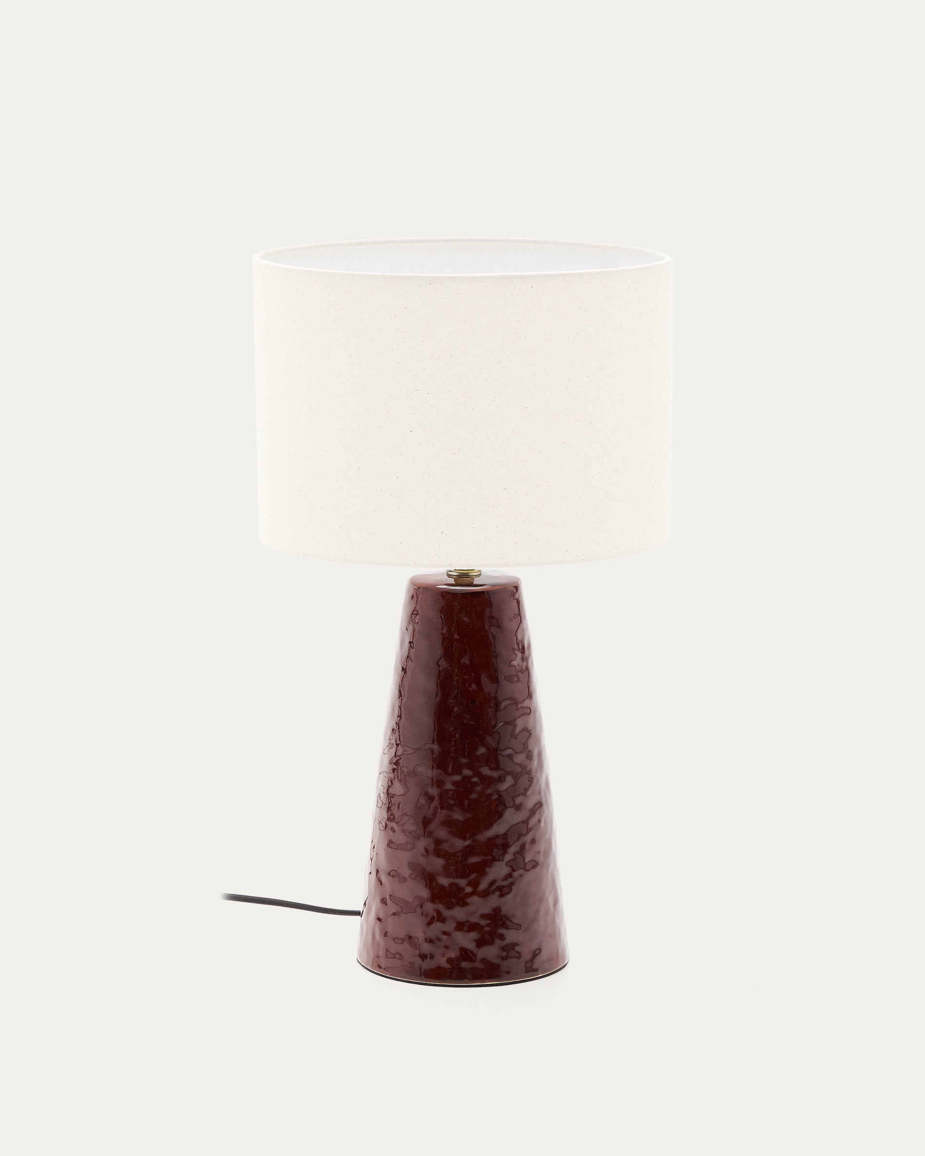 Drava table lamp in burgundy ceramic with cotton shade - Product View