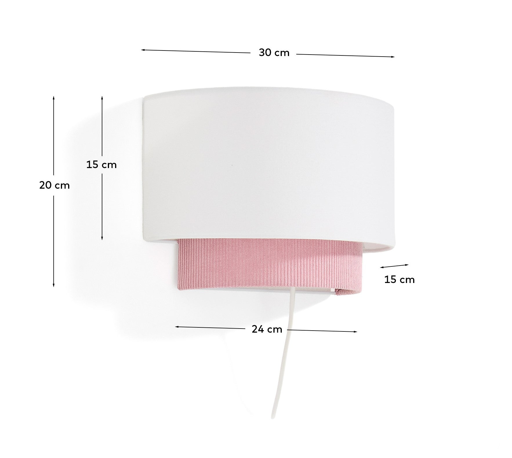 Bianella cotton and pink corduroy wall light Ø 40cm - Measurements
