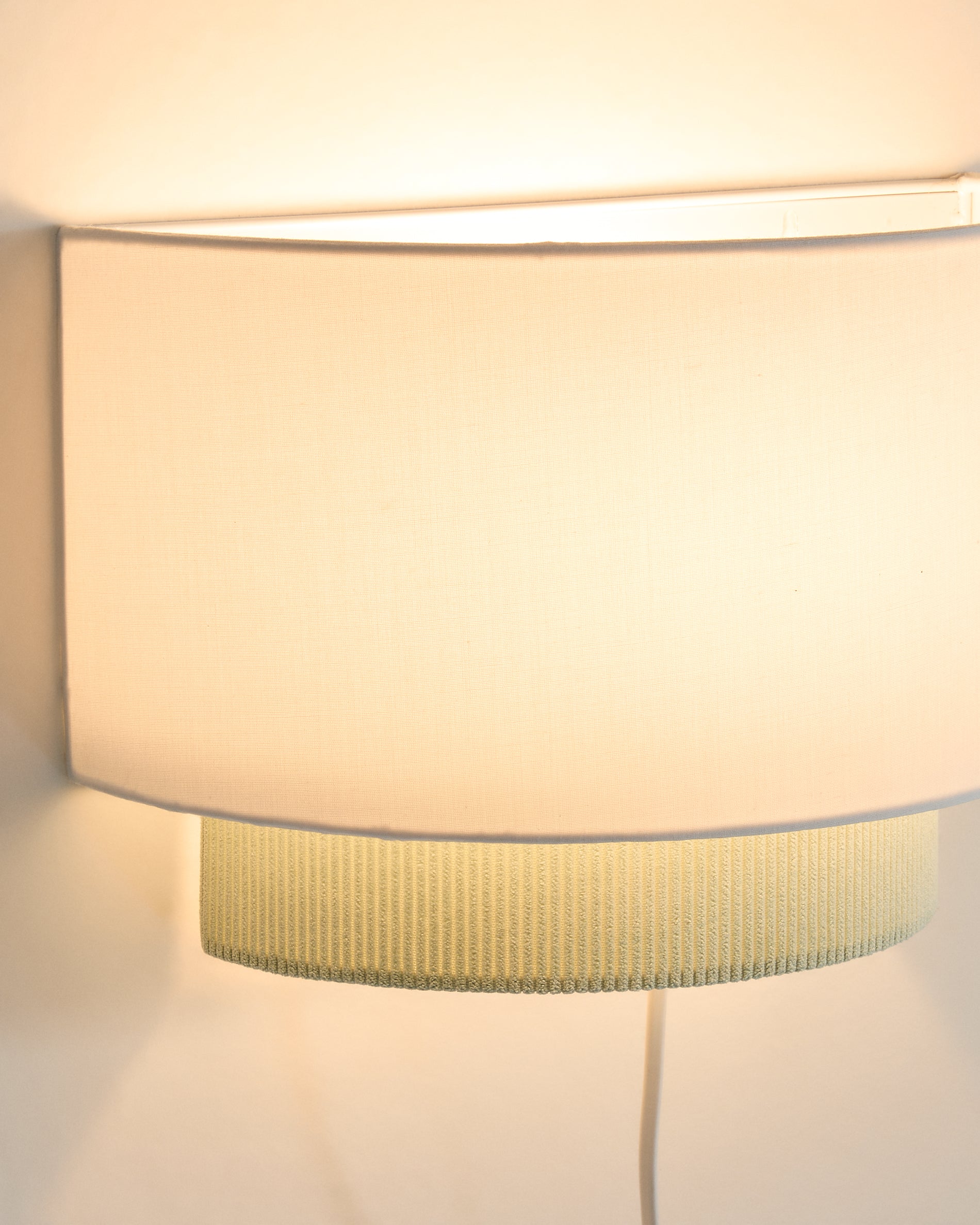 Bianella cotton and turquoise corduroy wall light Ø 40cm - Detail