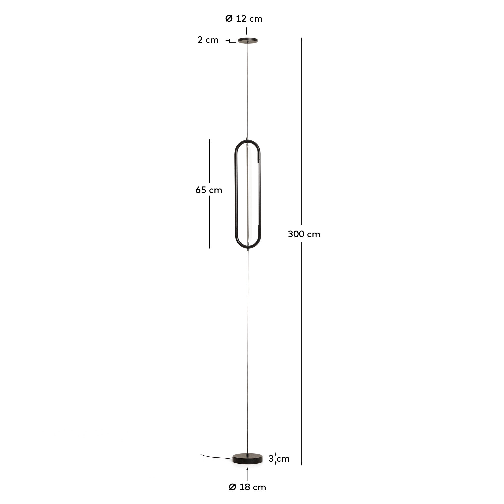 Bow black aluminium ceiling lamp Ø 16 cm - Measurements