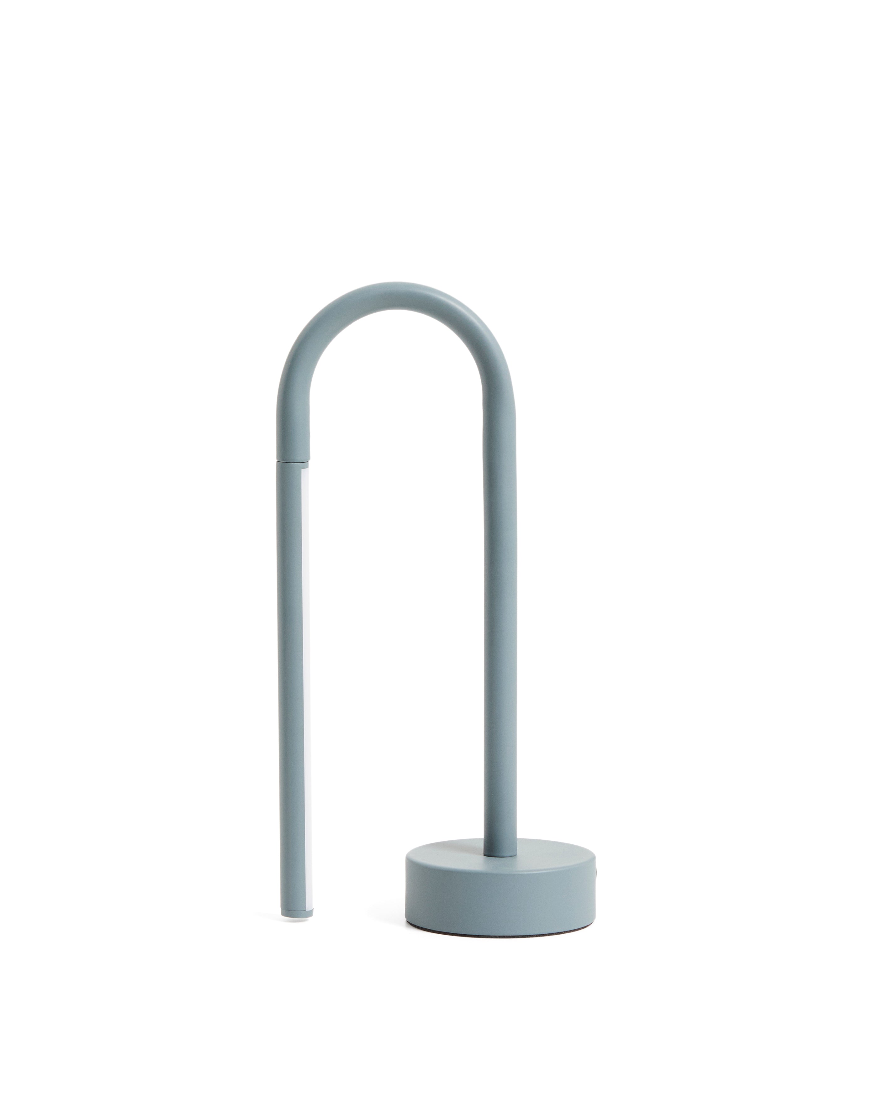 Bow blue aluminium portable table lamp - Product Image