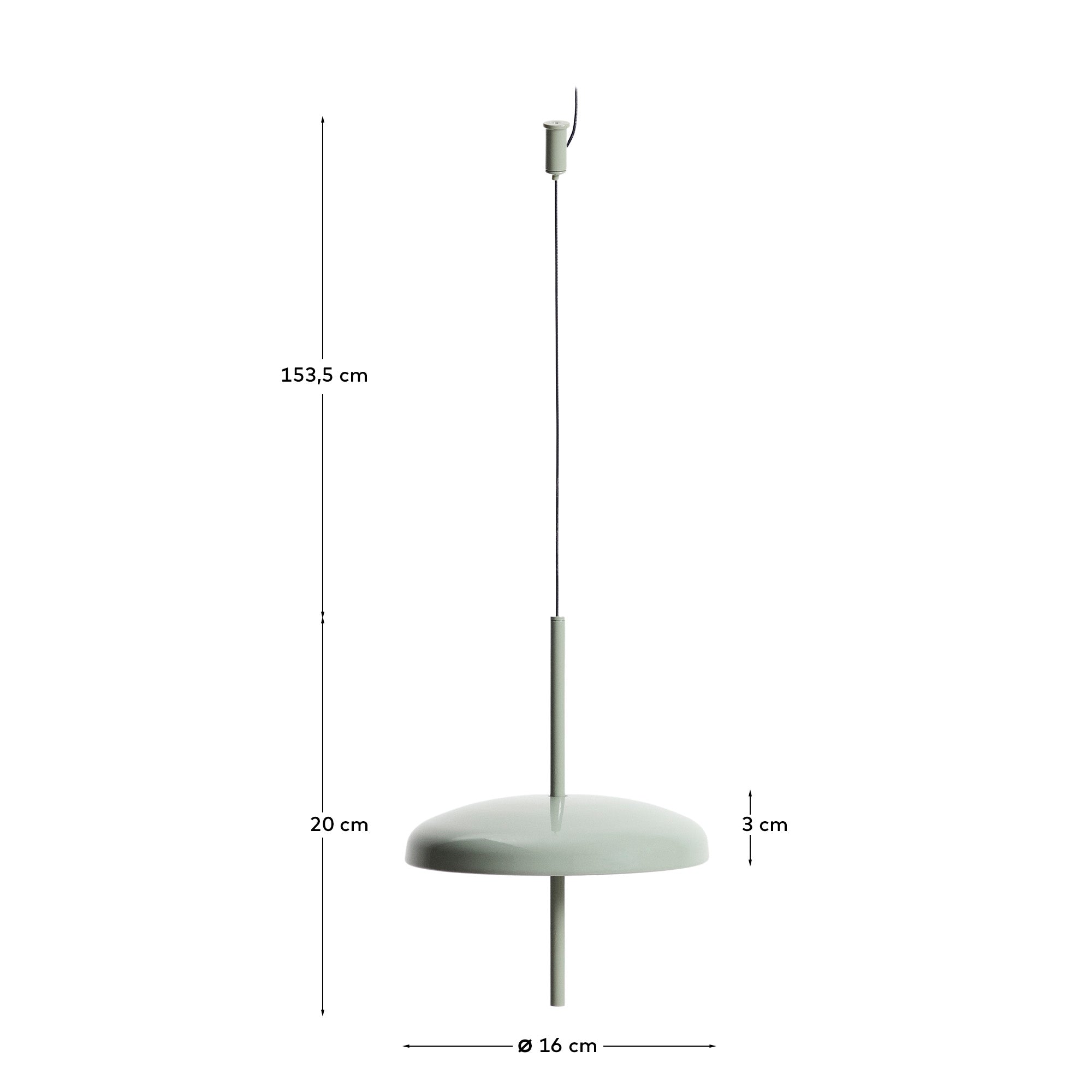 Porte light green aluminium portable ceiling lamp Ø 16 cm - Measurements