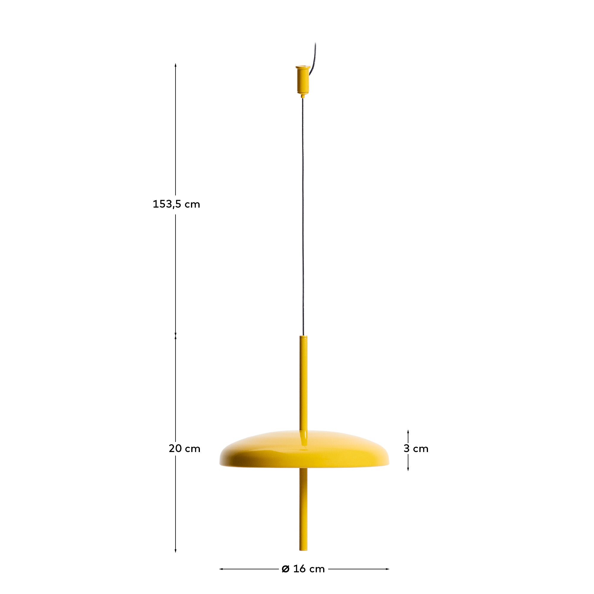 Porte yellow aluminium portable ceiling lamp Ø 16 cm - Measurements
