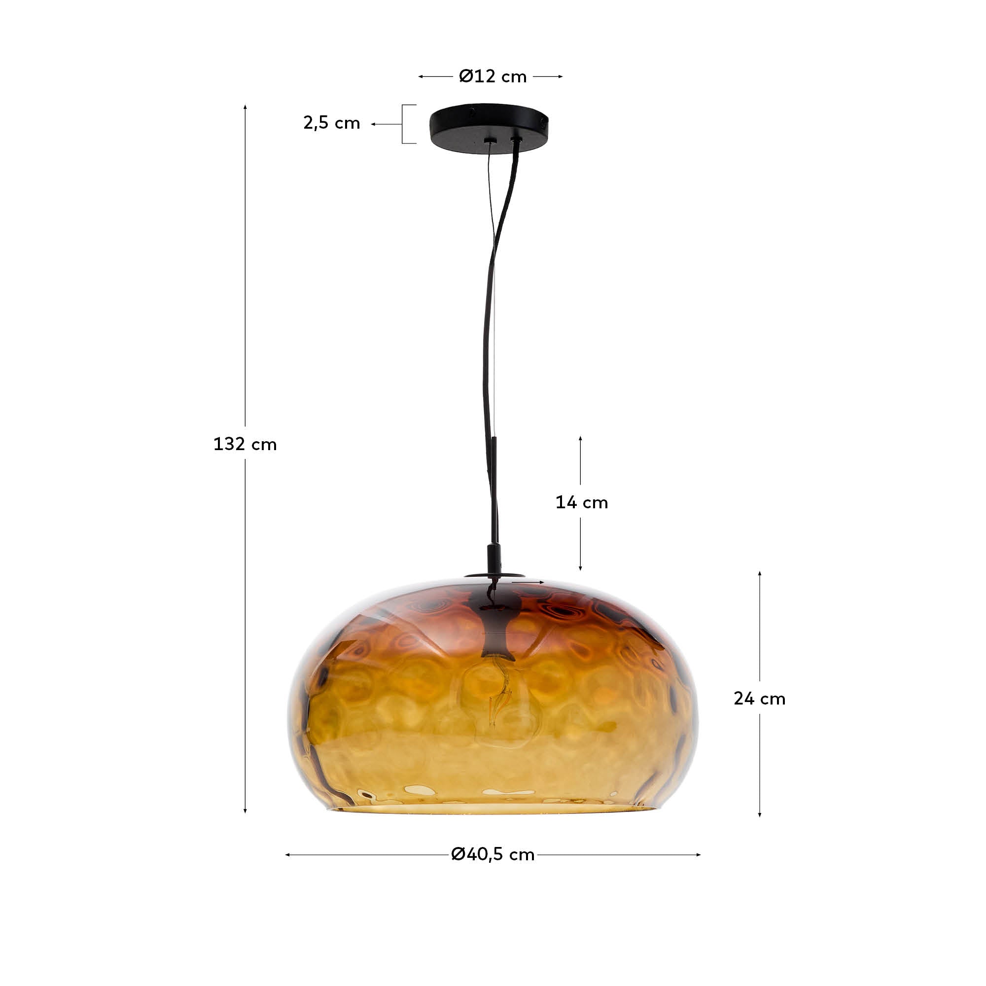 Balma brown glass ceiling lamp, Ø 40 cm - Measurements