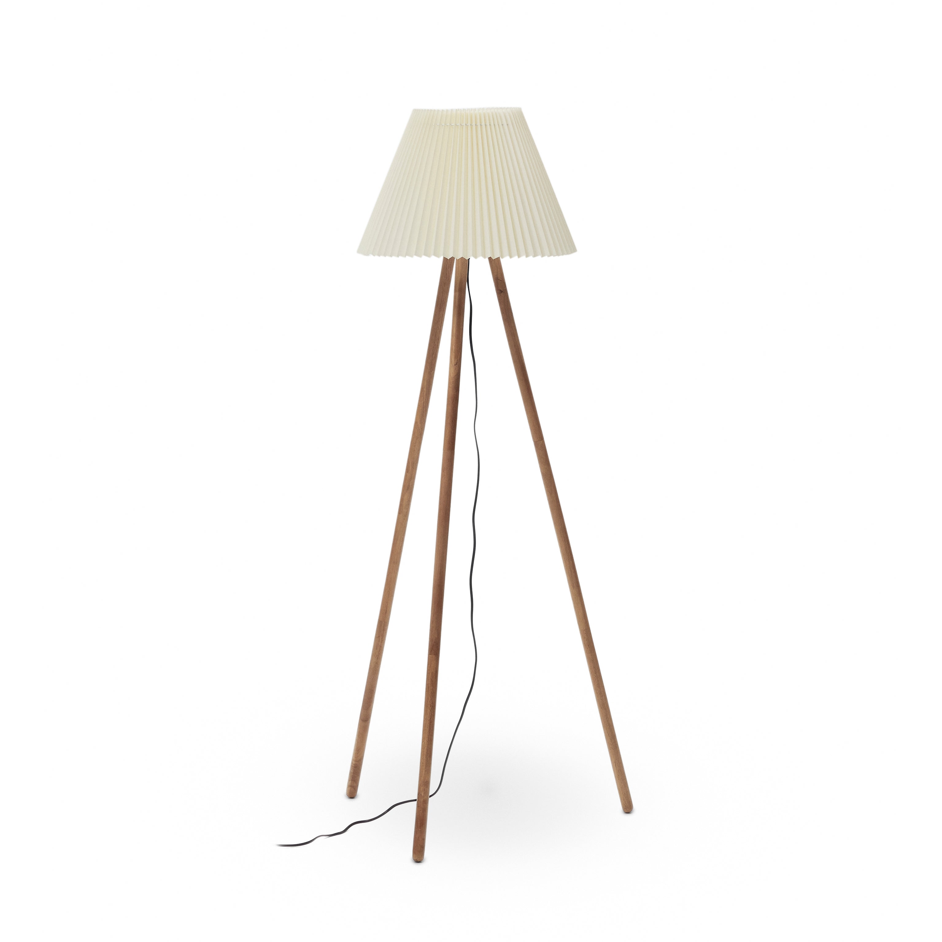 Benicarlo floor lamp in solid rubber wood with a natural, beige finish - Product Image