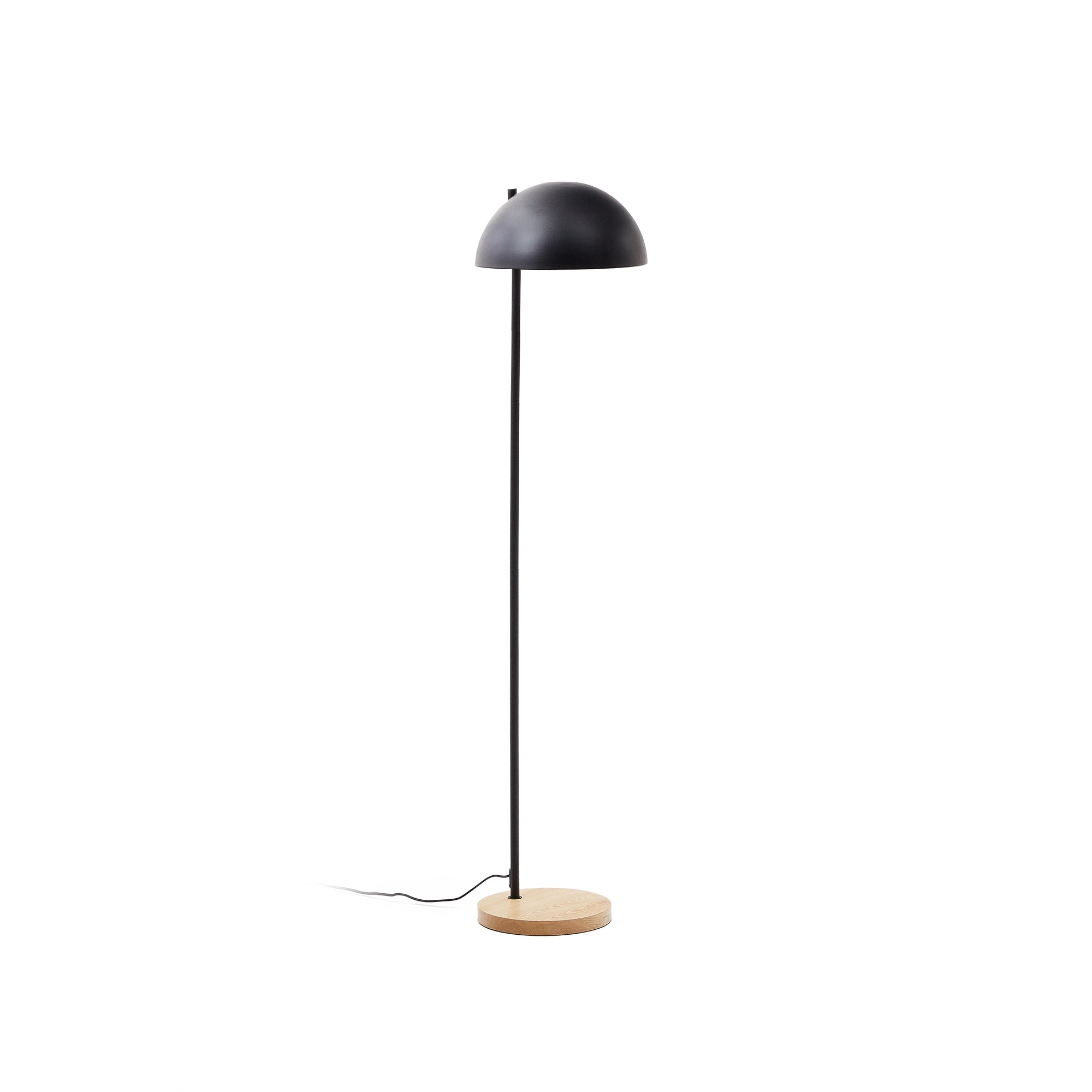 Catlar ash wood and metal floor lamp in a black painted finish - Product Image