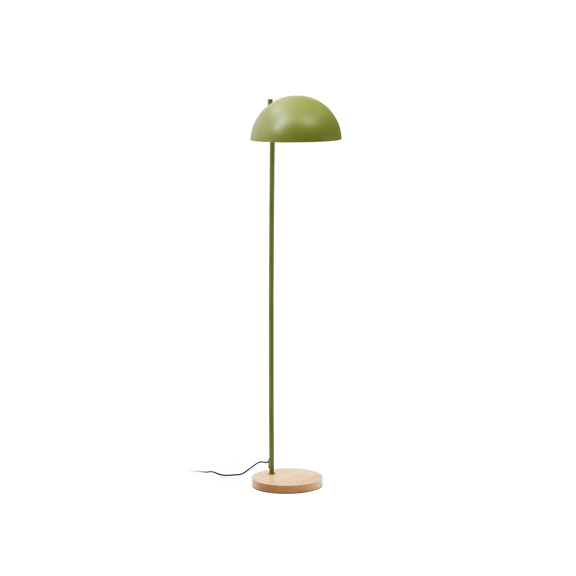 Catlar ash wood and metal floor lamp in a green painted finish - Product Image