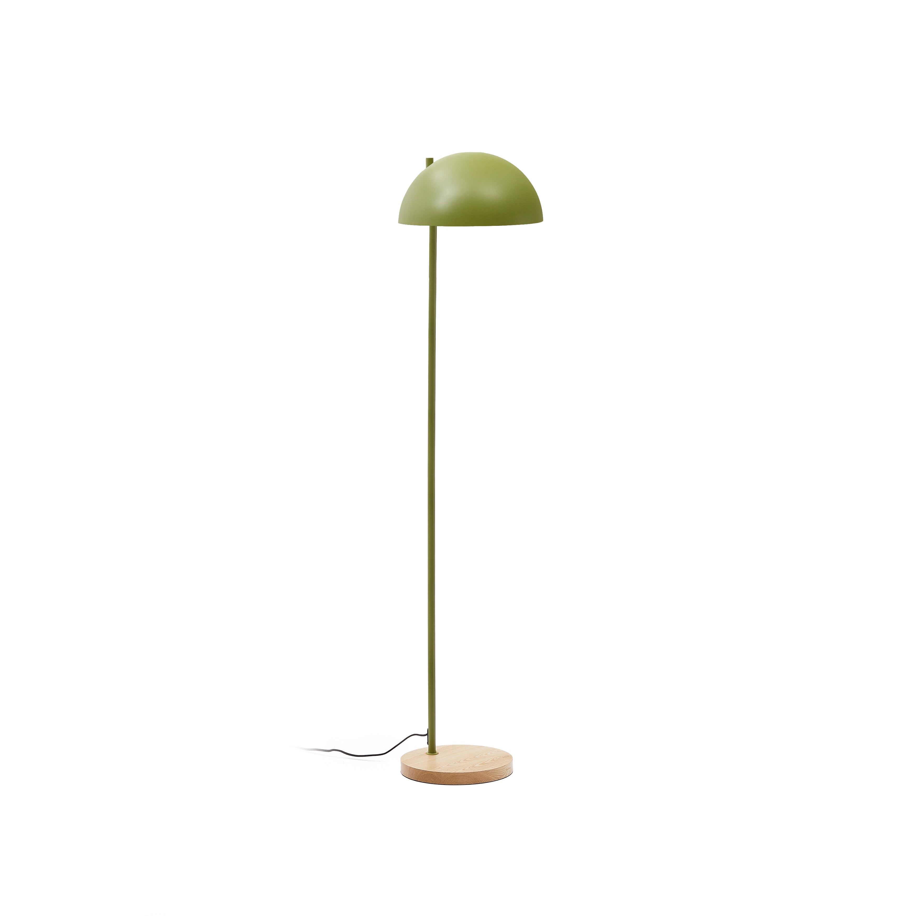 Catlar ash wood and metal floor lamp in a green painted finish - Product Image