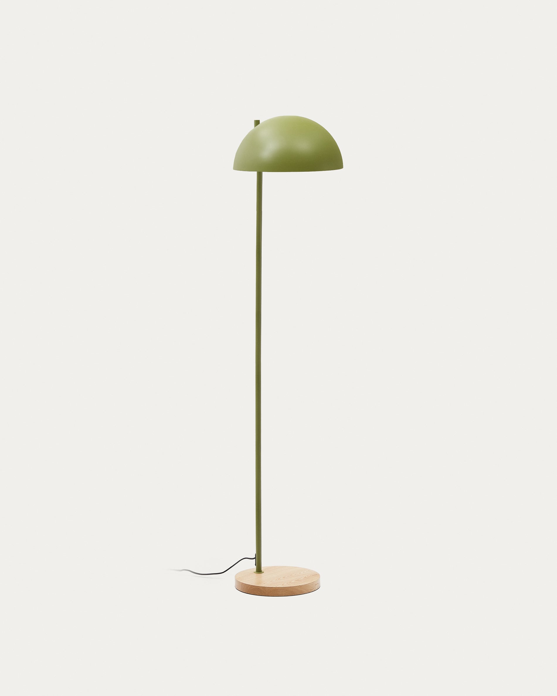 Catlar ash wood and metal floor lamp in a green painted finish - Product View