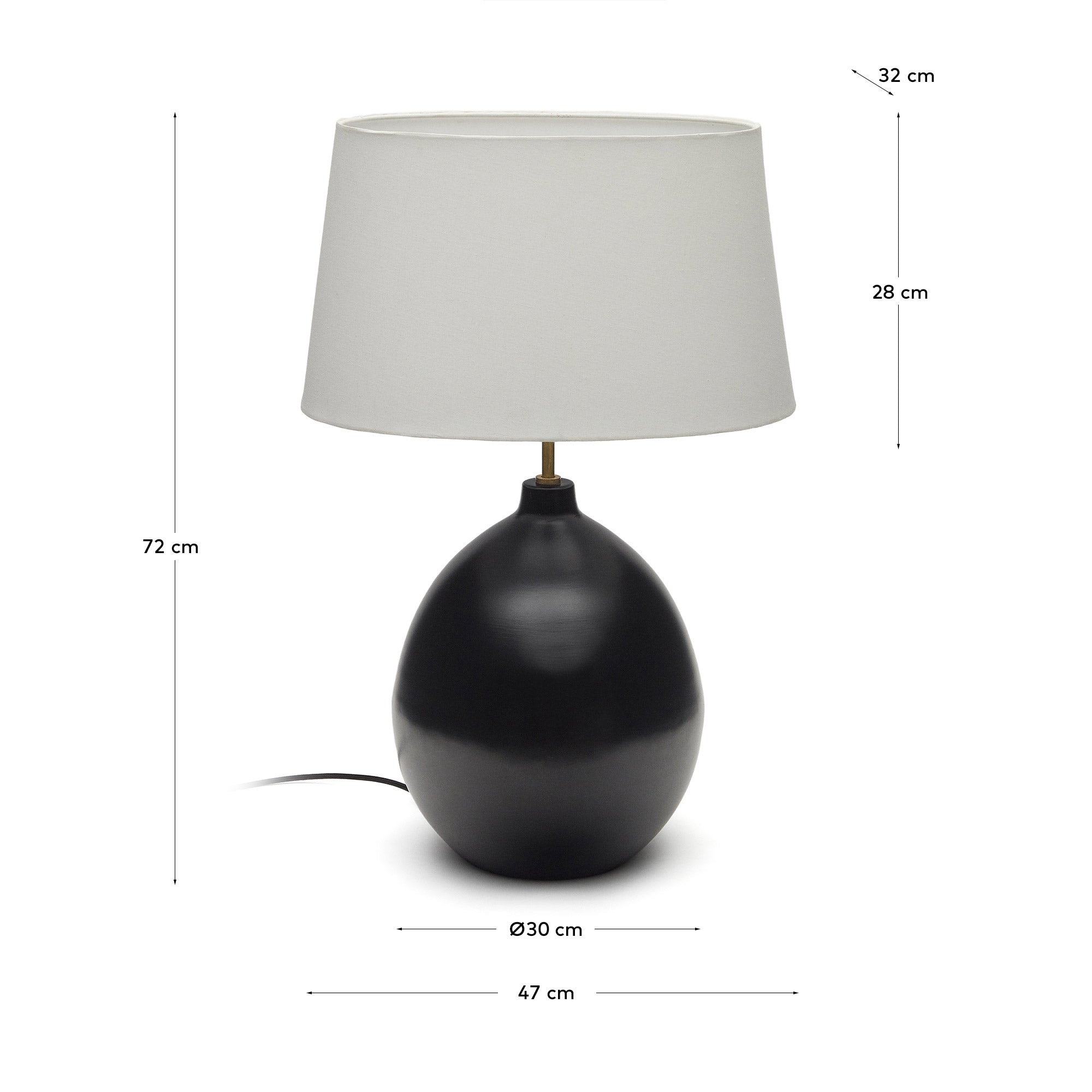 Foixa metal table lamp in black finish - Measurements