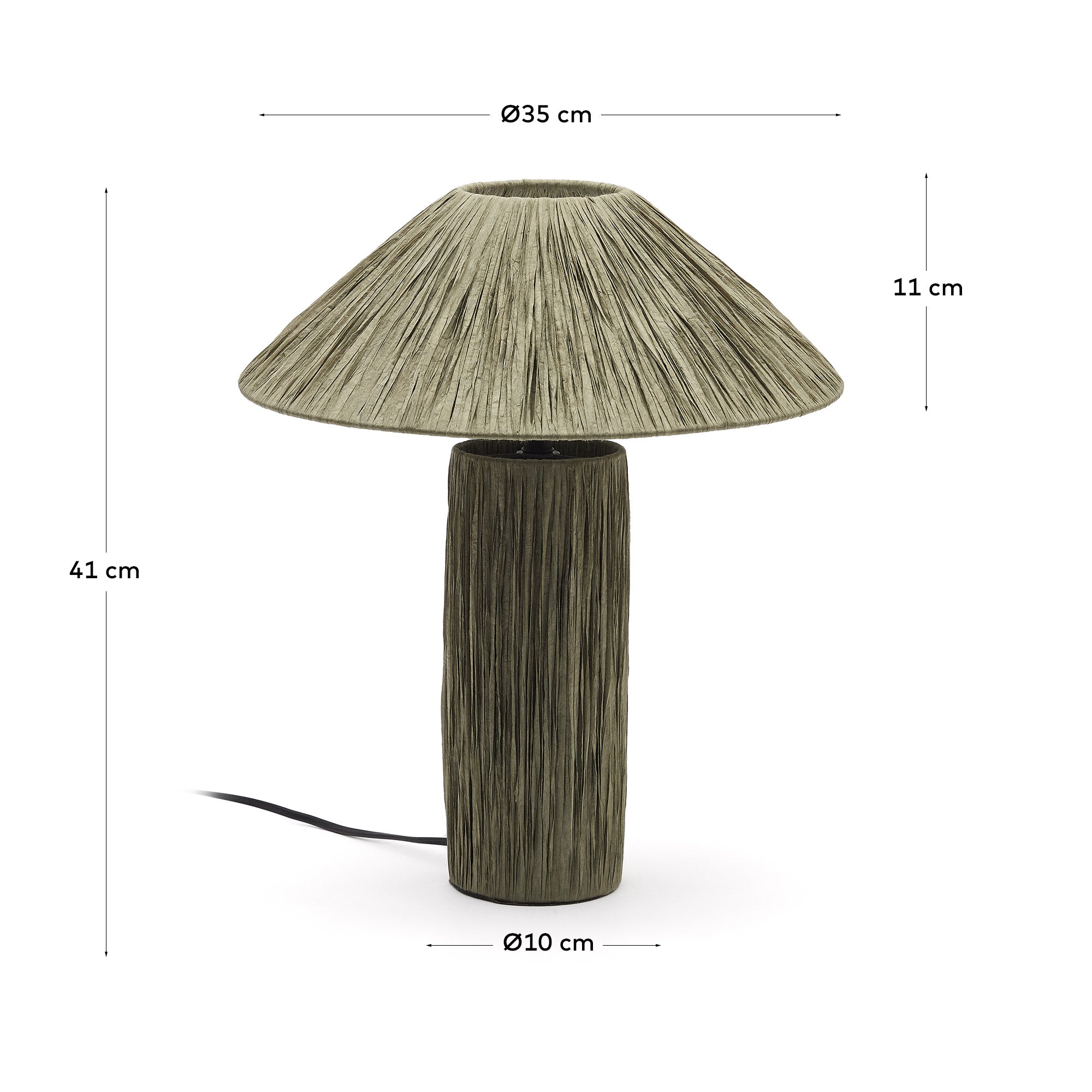 Samse table lamp in green raffia - Measurements