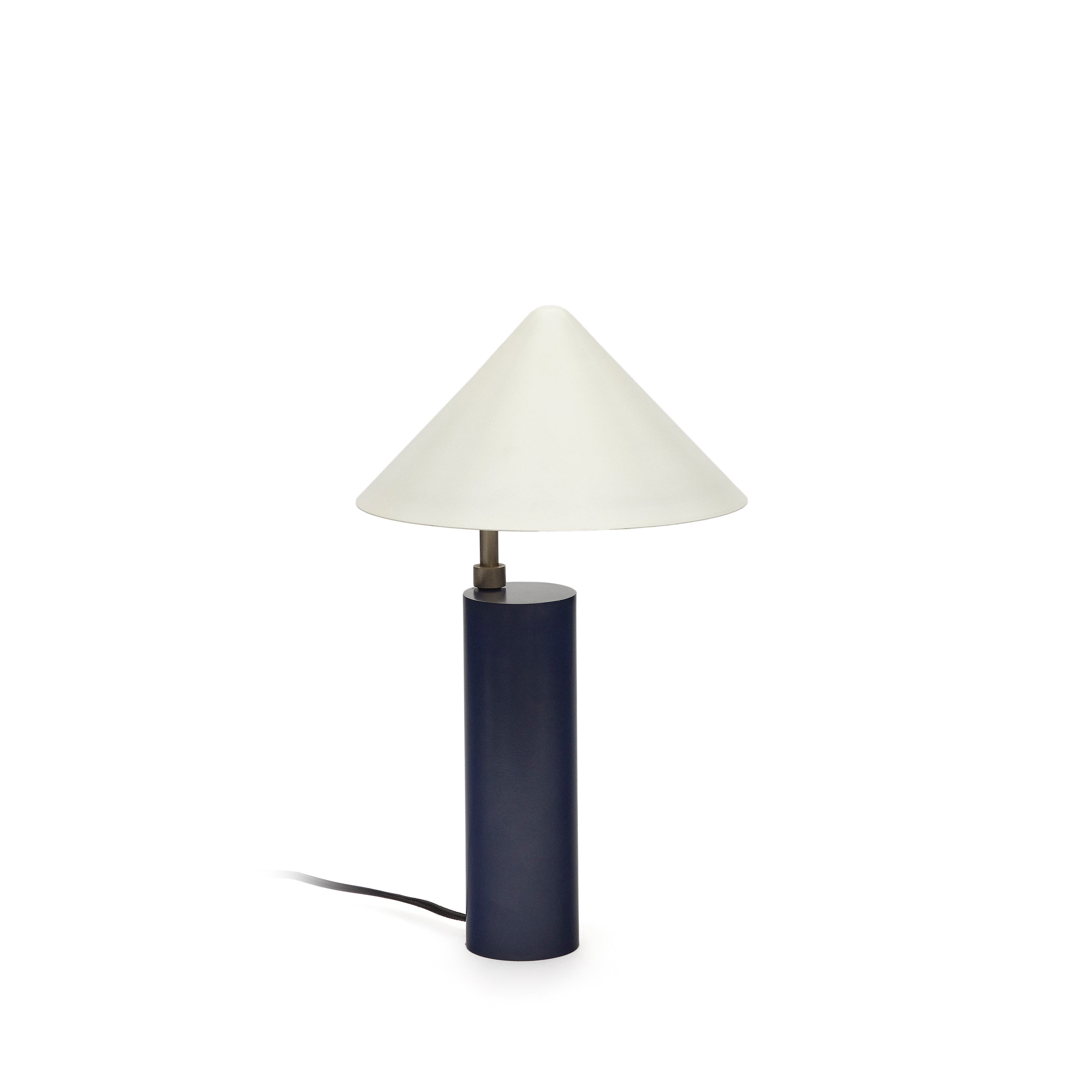 Shiva metal table lamp with blue and white painted finish - Product Image
