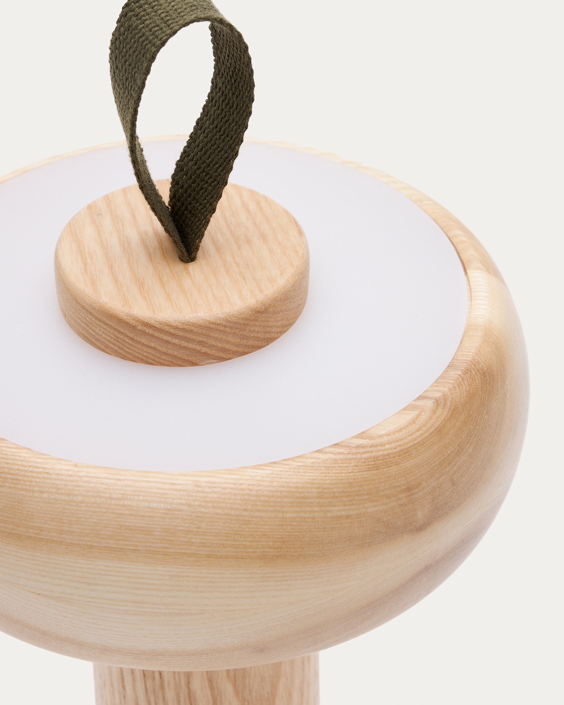Luba solid ash portable table lamp with green cotton handle - Detail