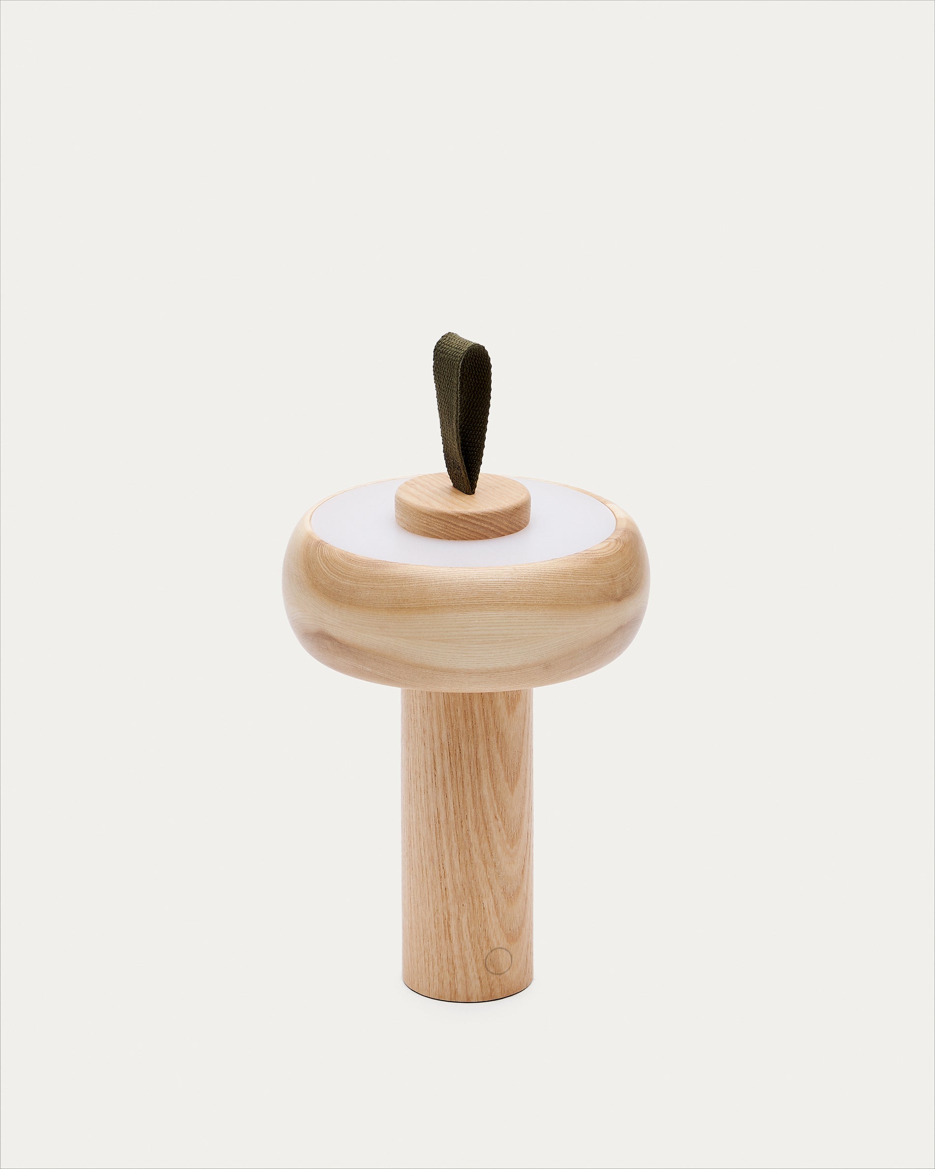 Luba solid ash portable table lamp with green cotton handle - Product View