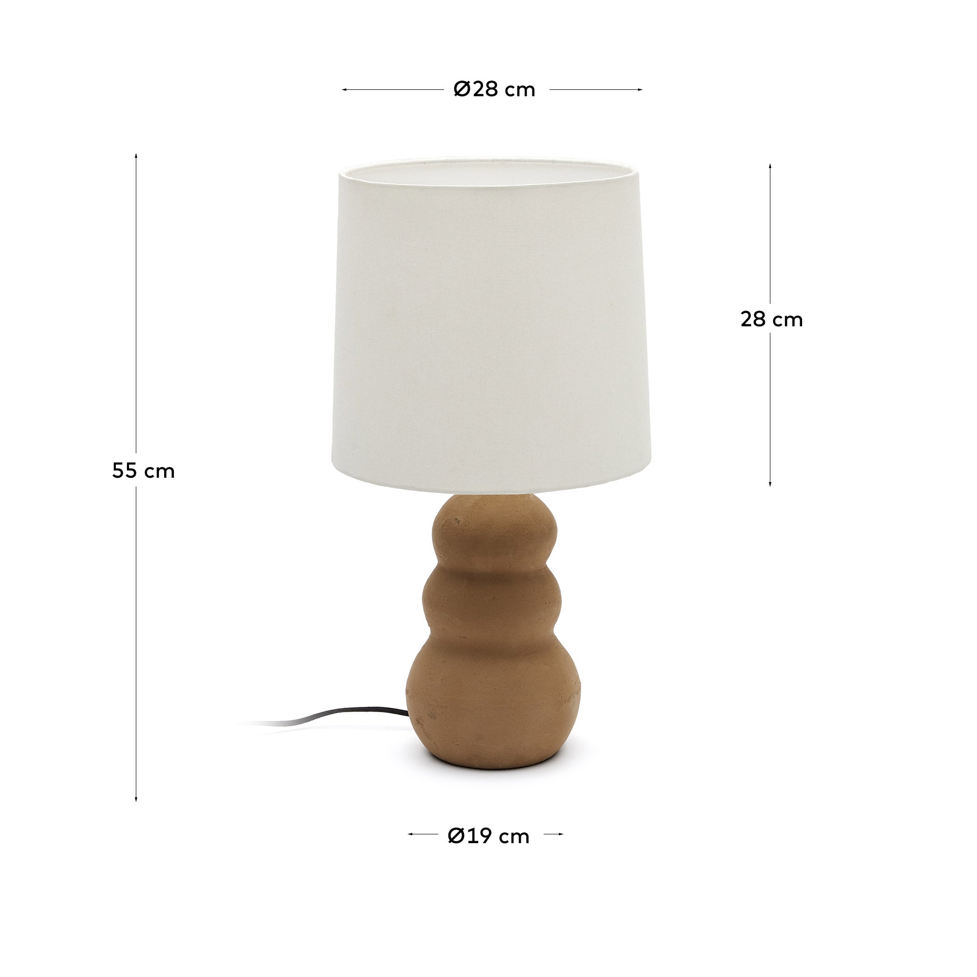 Madsen terracotta table lamp with white shade - Measurements