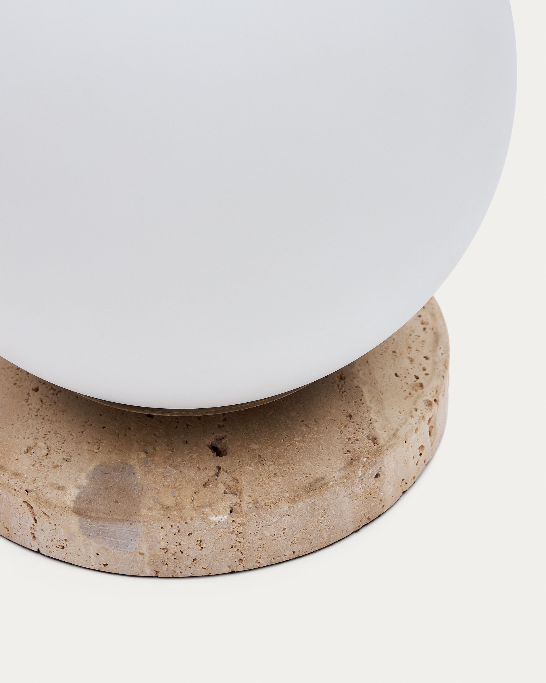 Malachi table lamp with glazed glass and travertine stone - Detail