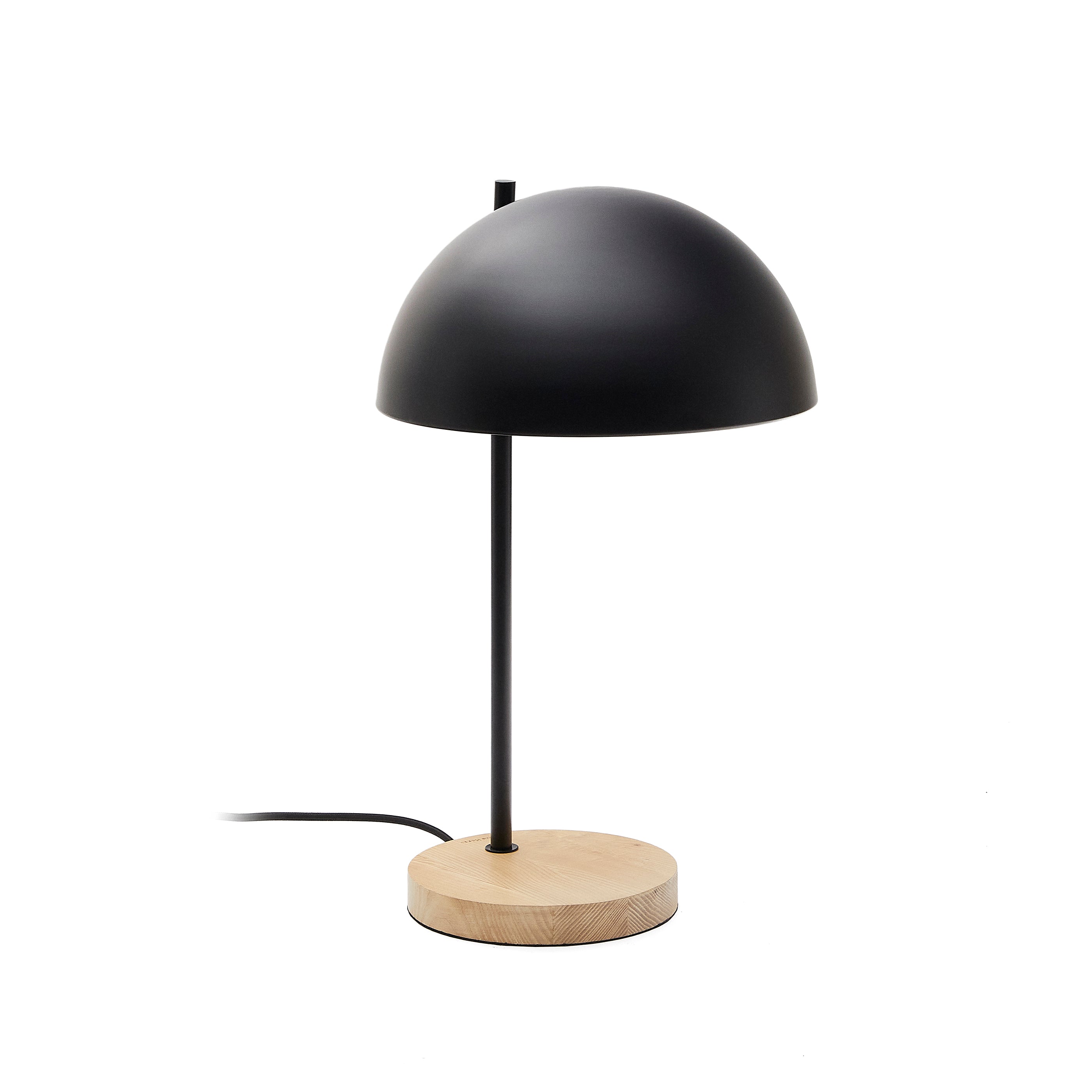 Catlar ash wood and metal table lamp in a black painted finish - Product Image