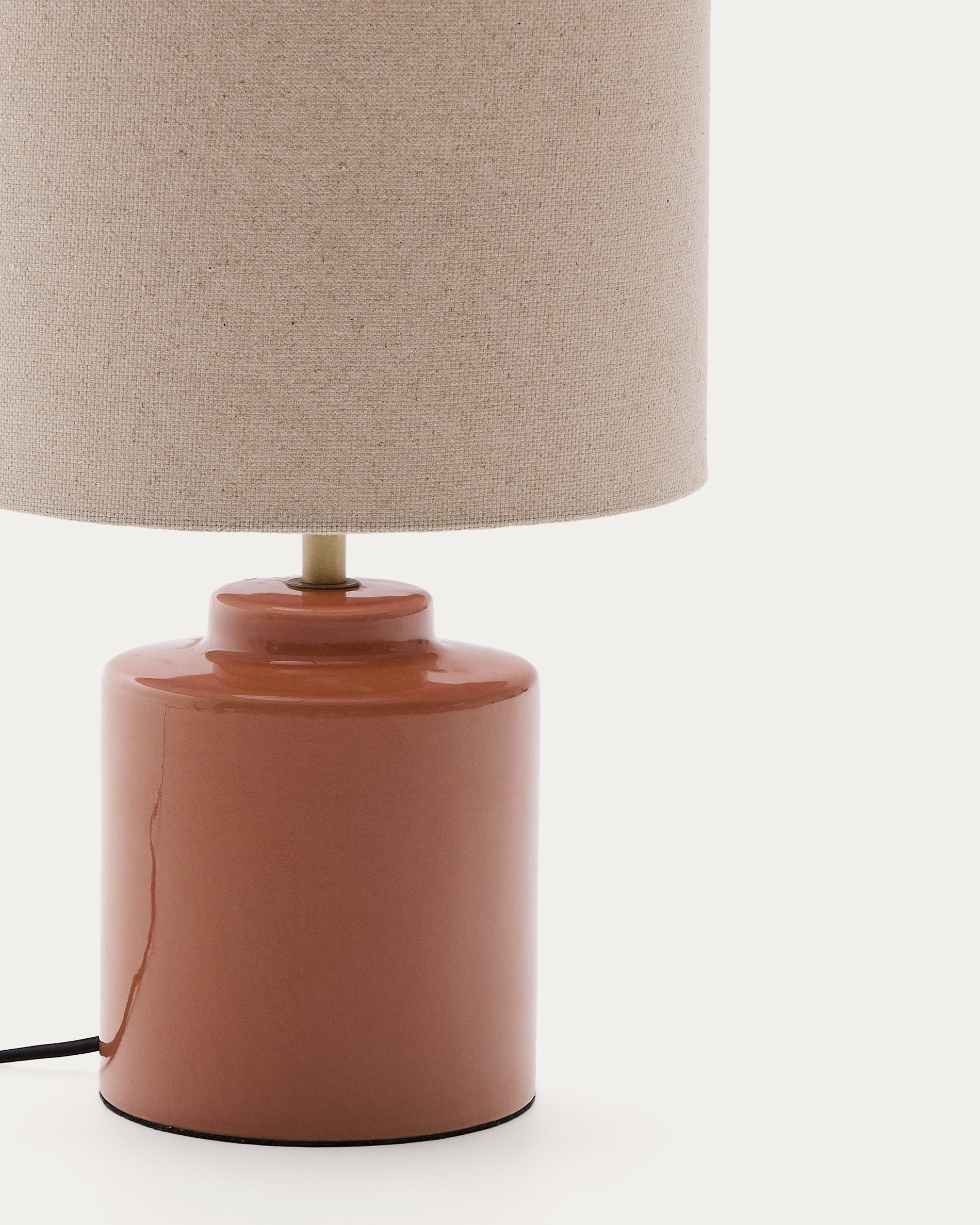 Daeli ceramic table lamp with orange finish and beige cotton - Detail