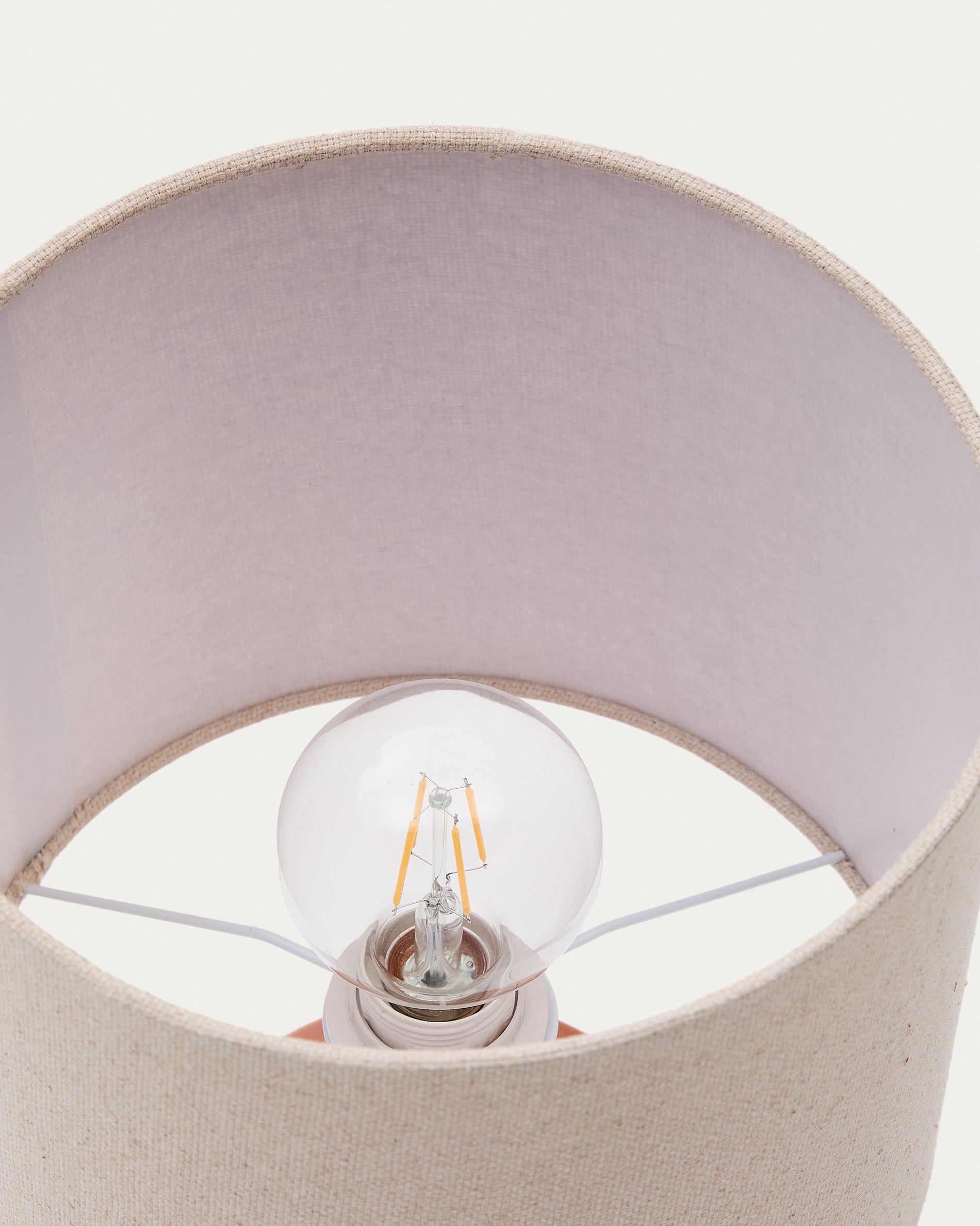 Daeli ceramic table lamp with orange finish and beige cotton - Detail