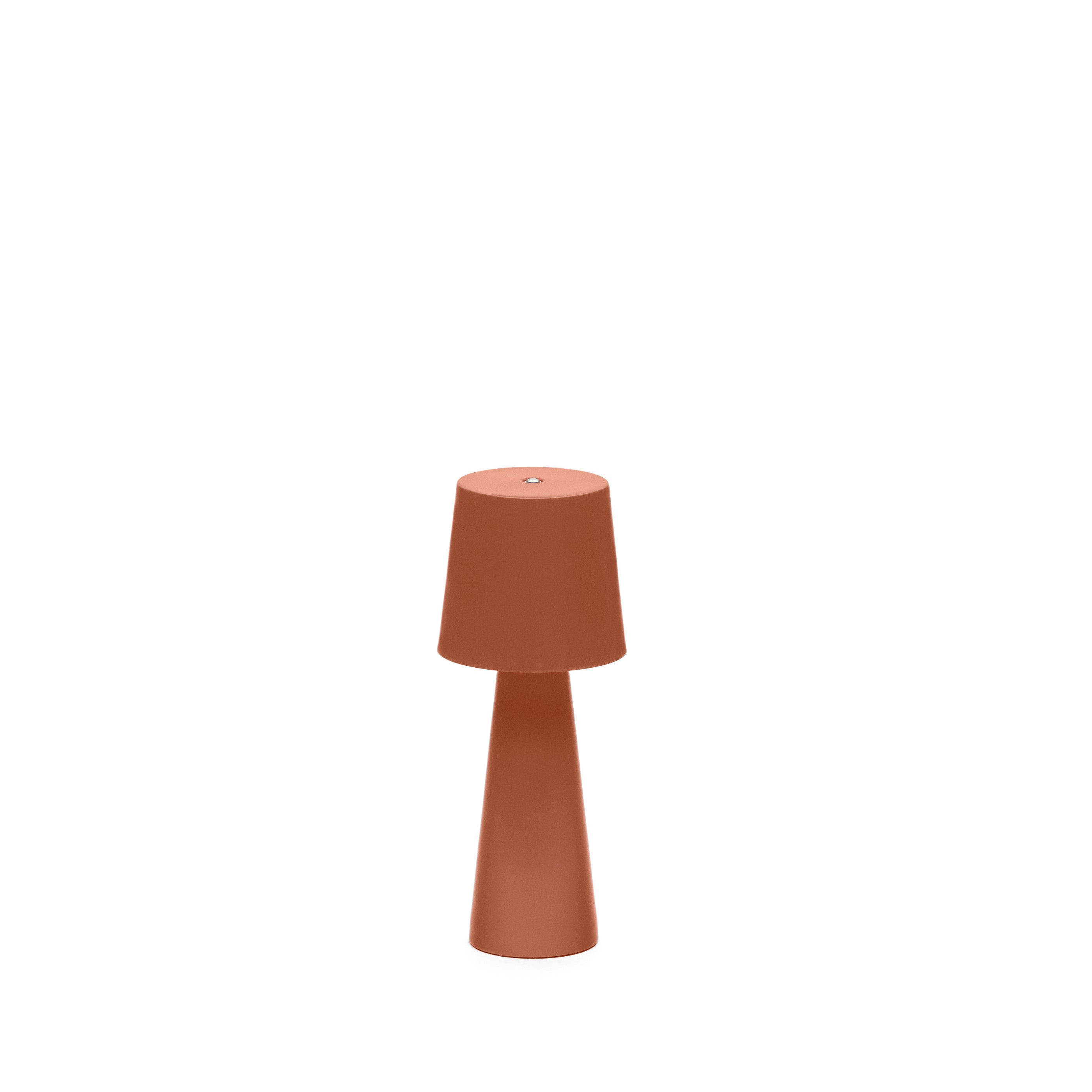 Arenys small outdoor metal table lamp in a terracotta painted finish - Product Image