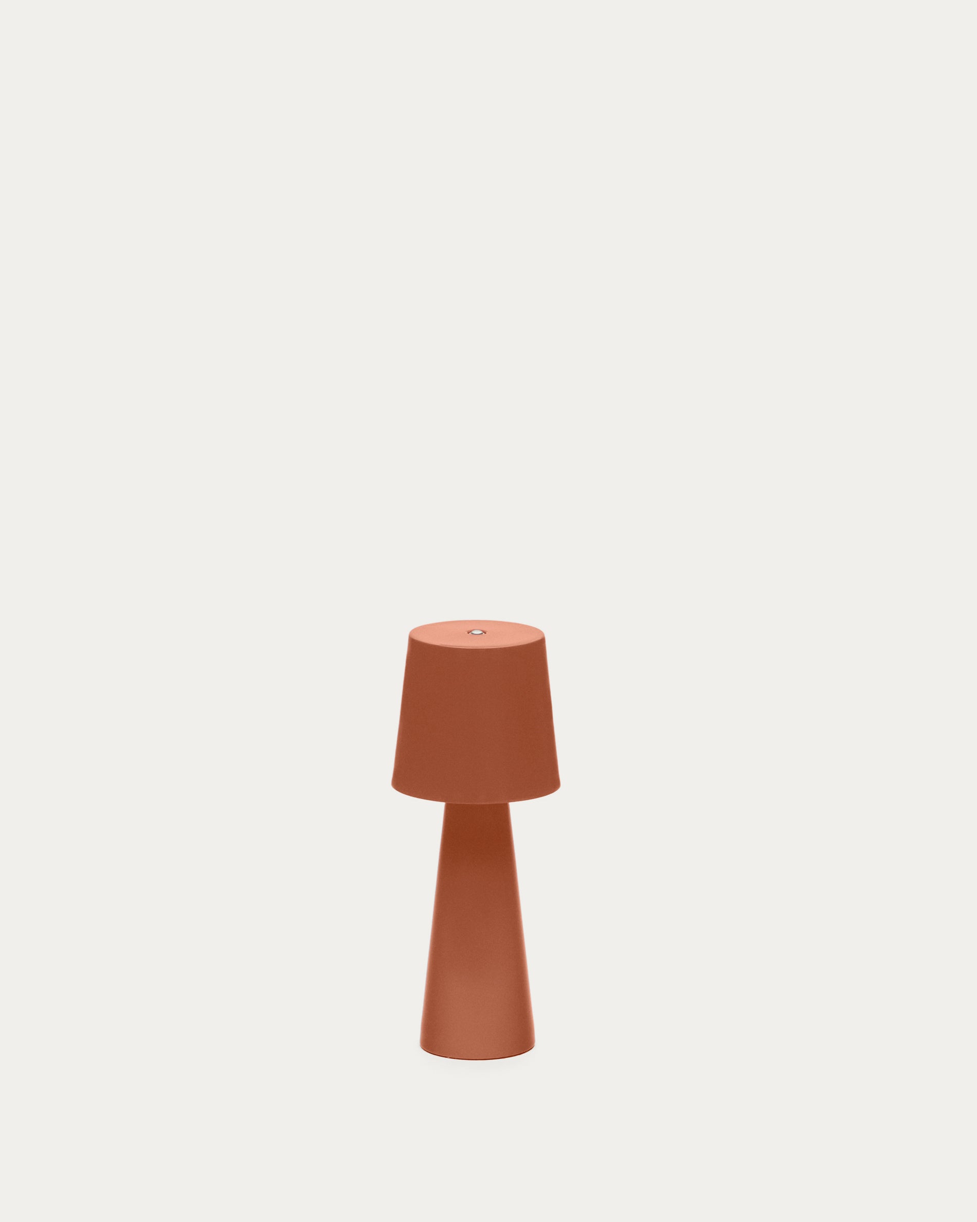 Arenys small outdoor metal table lamp in a terracotta painted finish - Product View