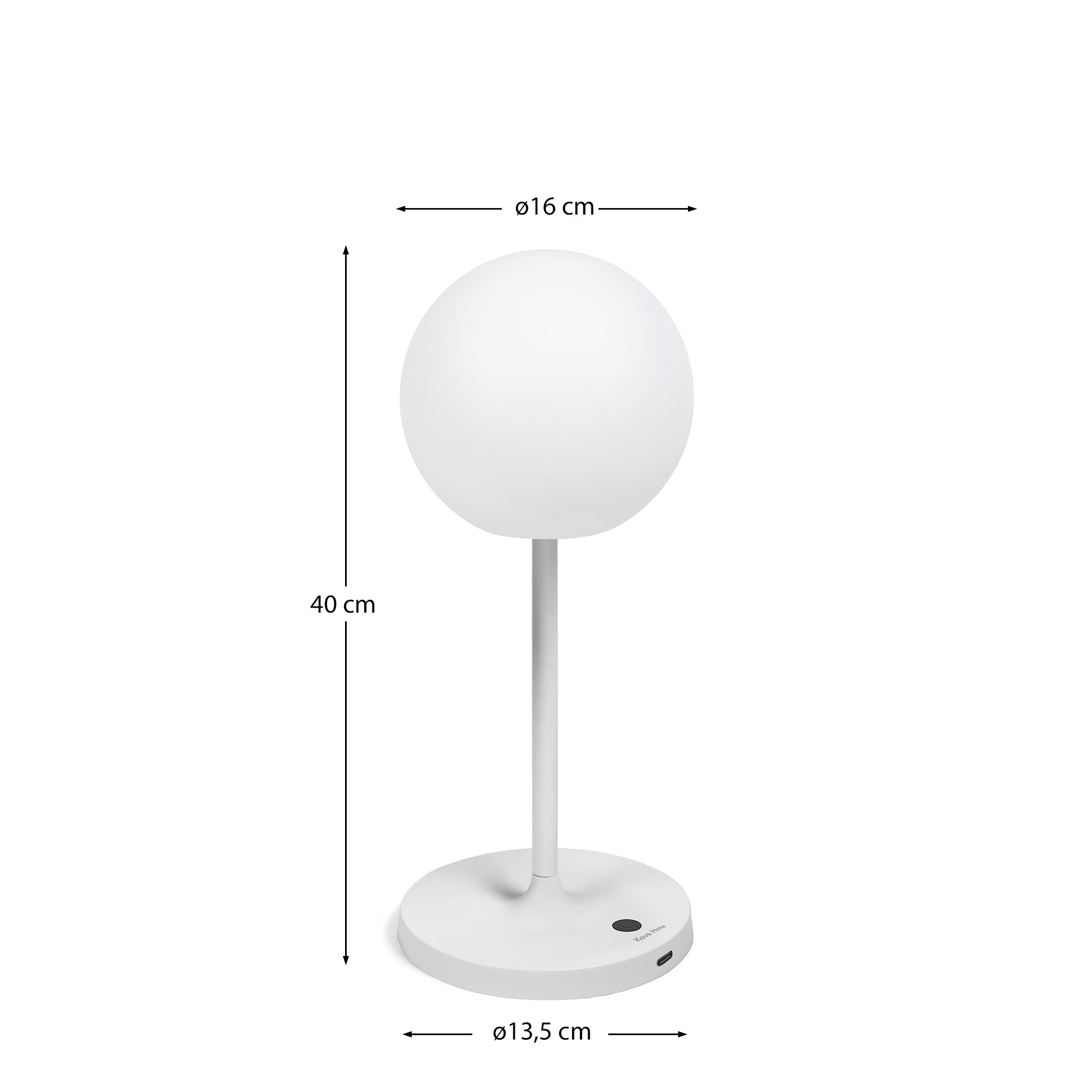 Dinesh outdoor table lamp in grey aluminium 40 cm - Measurements