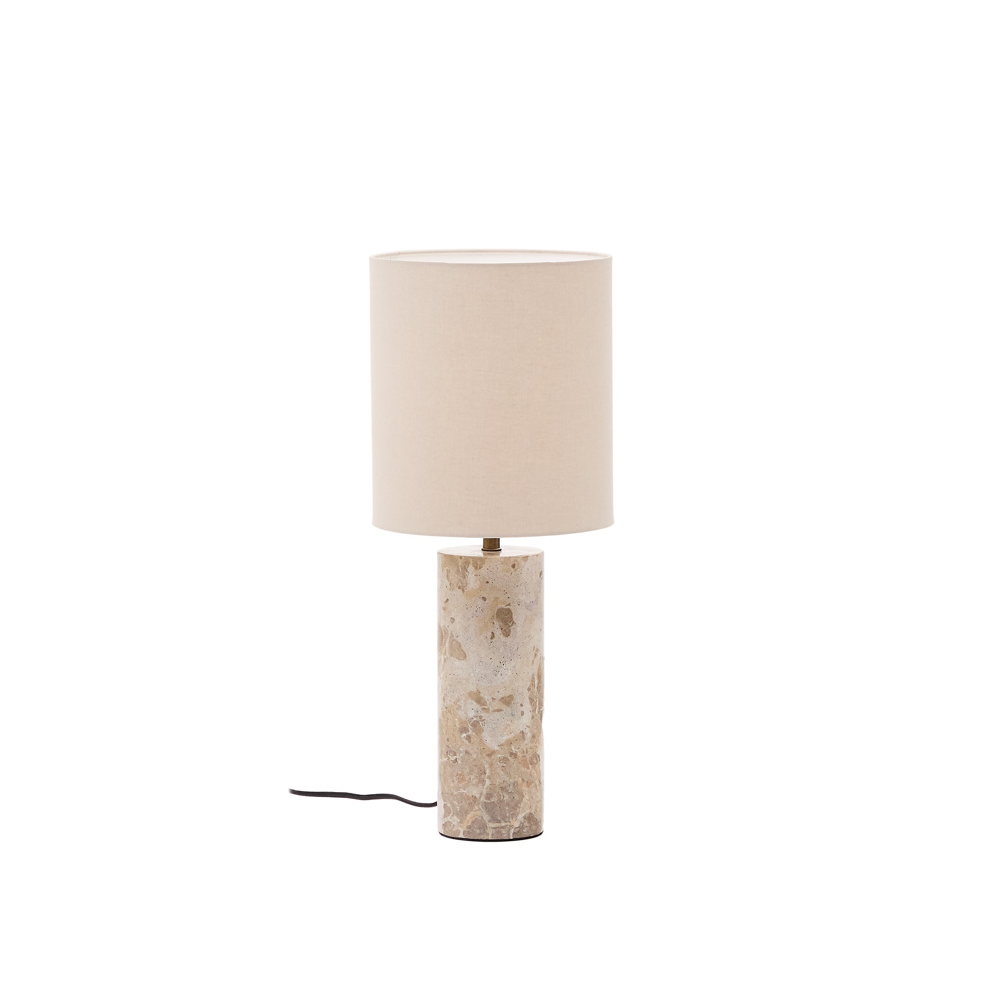 Raze table lamp in beige marble with a beige linen shade - Product Image