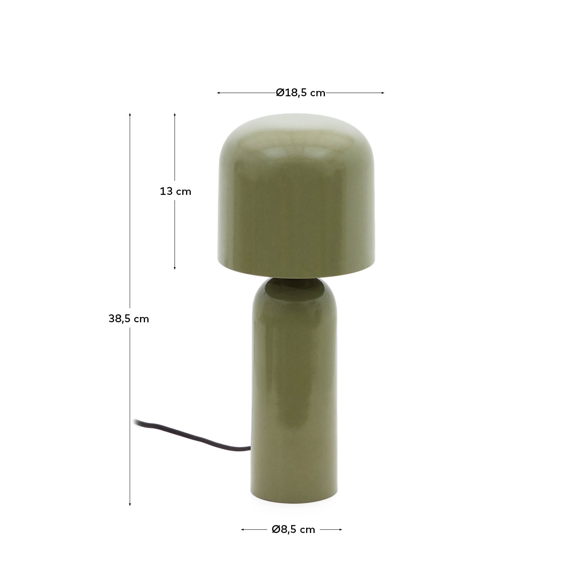 Monze table lamp in green painted metal - Measurements