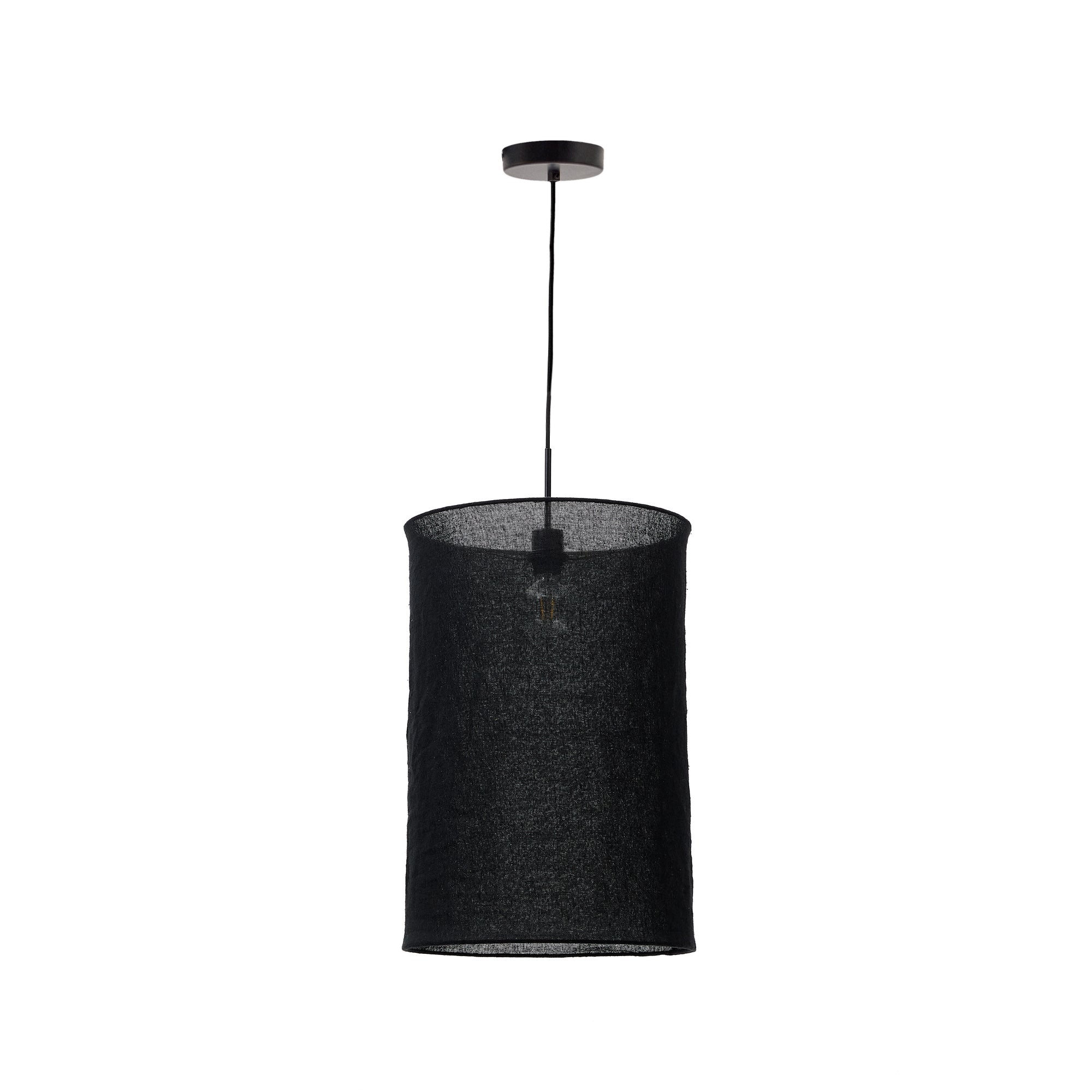 Mariela linen ceiling lamp shade in a black finish Ø 40 x 60 cm - Product Image