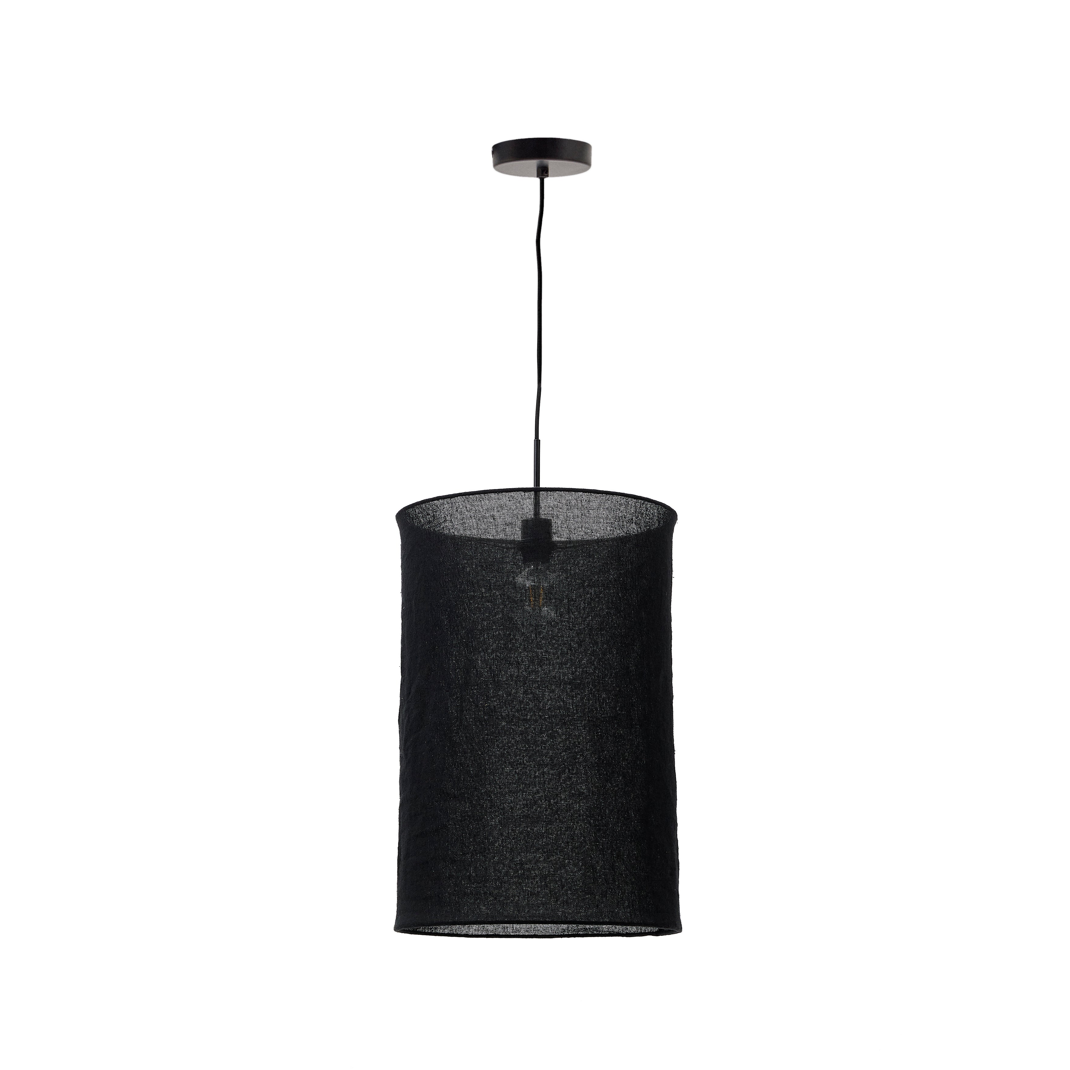 Mariela linen ceiling lamp shade in a black finish Ø 40 x 60 cm - Product Image