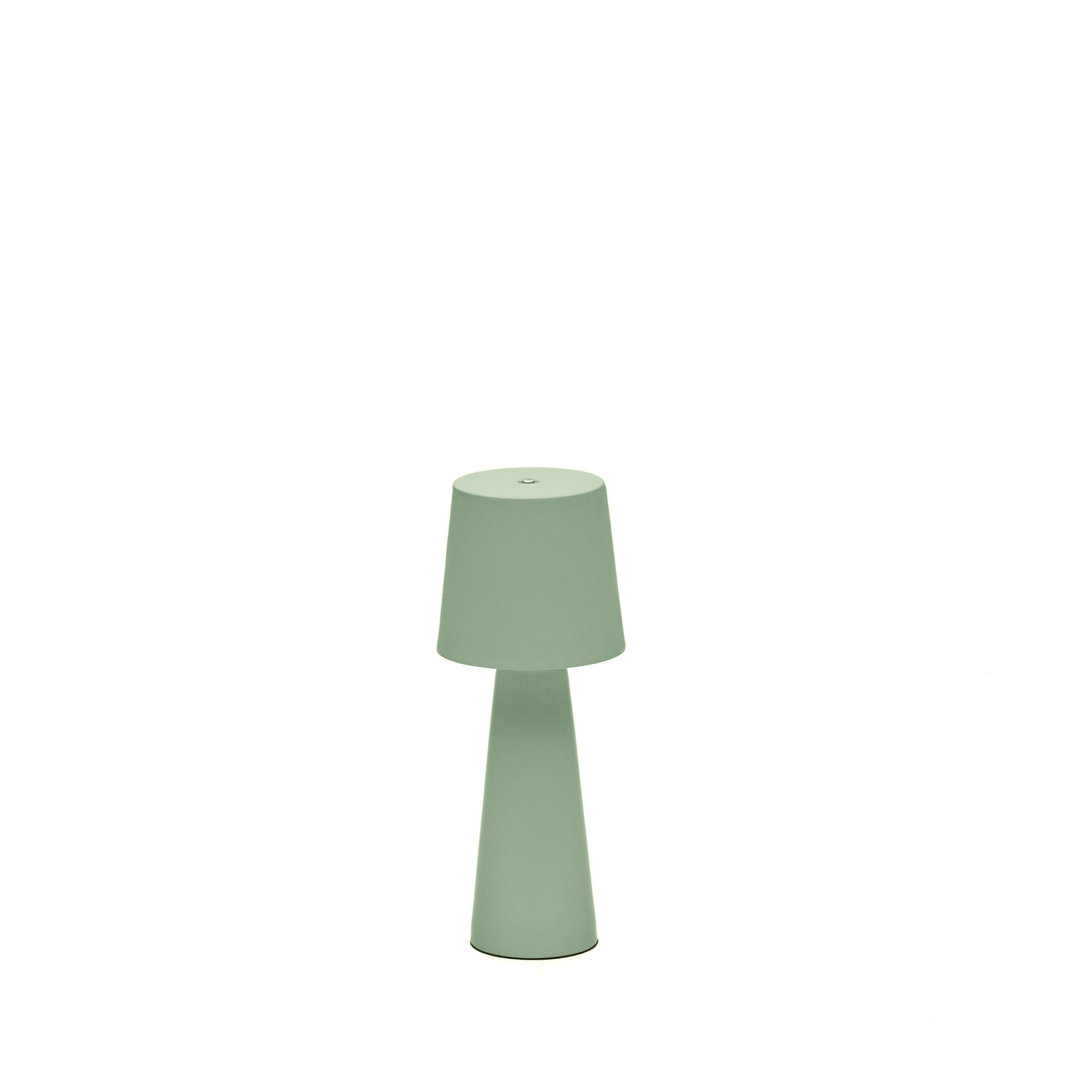 Arenys small outdoor metal table lamp in a turquoise painted finish - Product Image