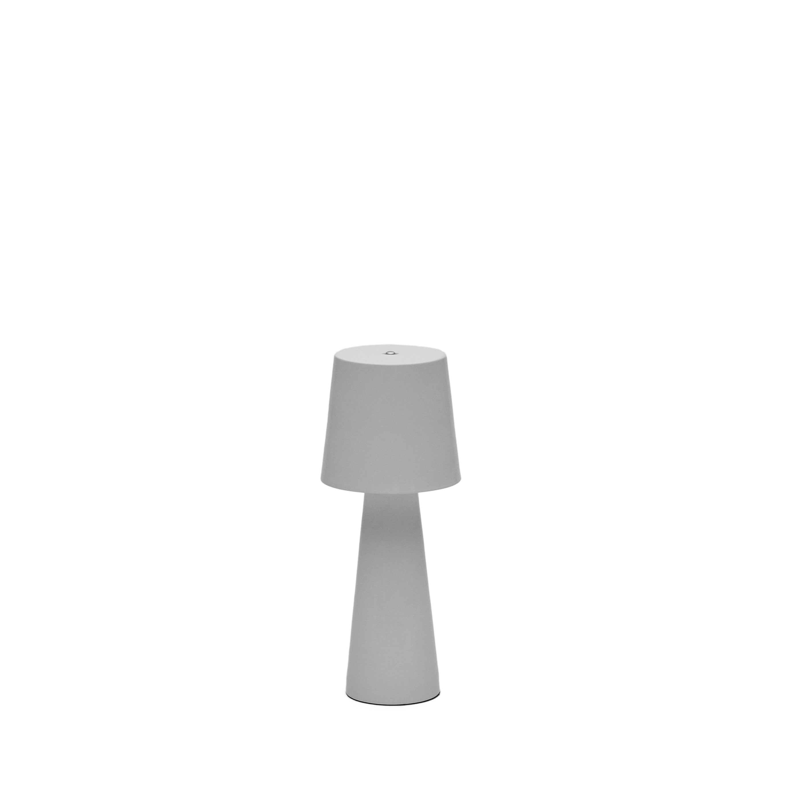 Arenys small outdoor metal table lamp in a grey painted finish - Product Image