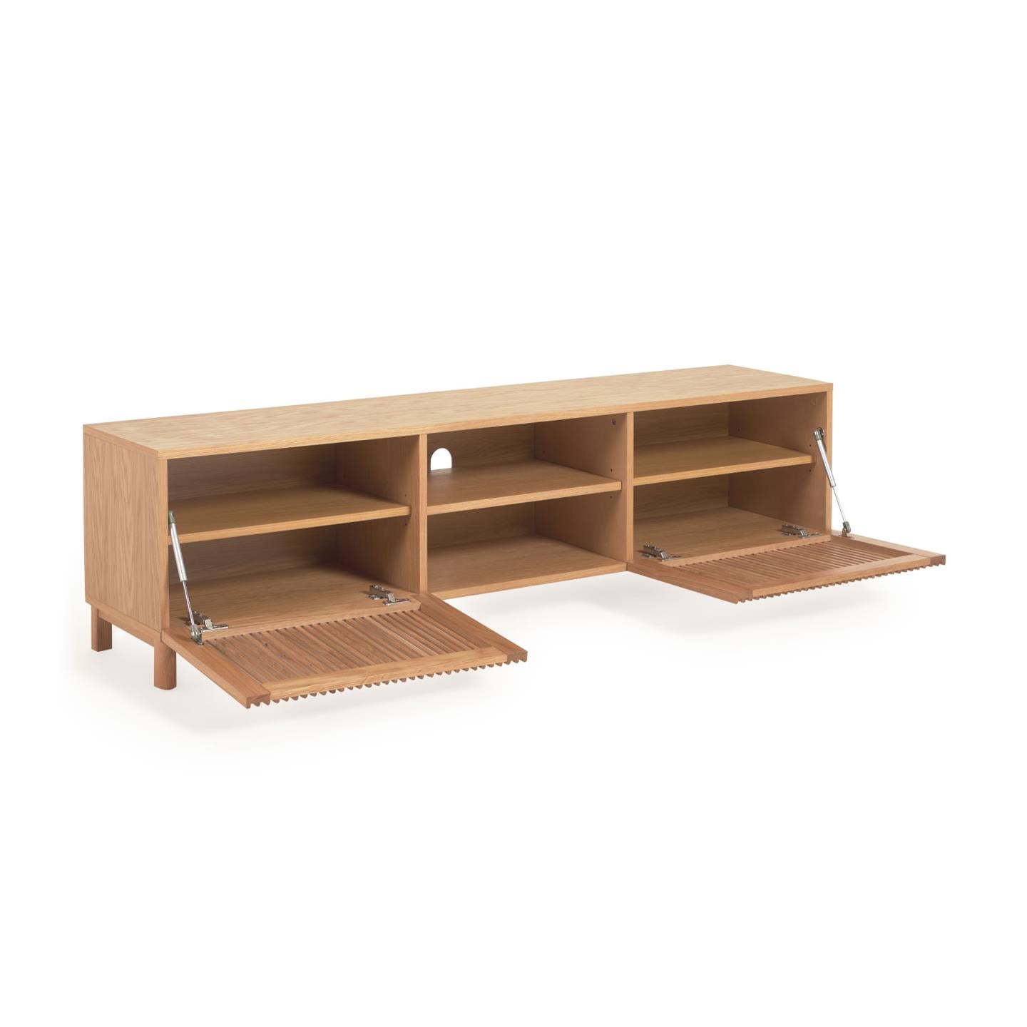 Beyla 2-door TV stand in solid oak wood and oak veneer 180 x 49.5cm FSC 100% - Product Image