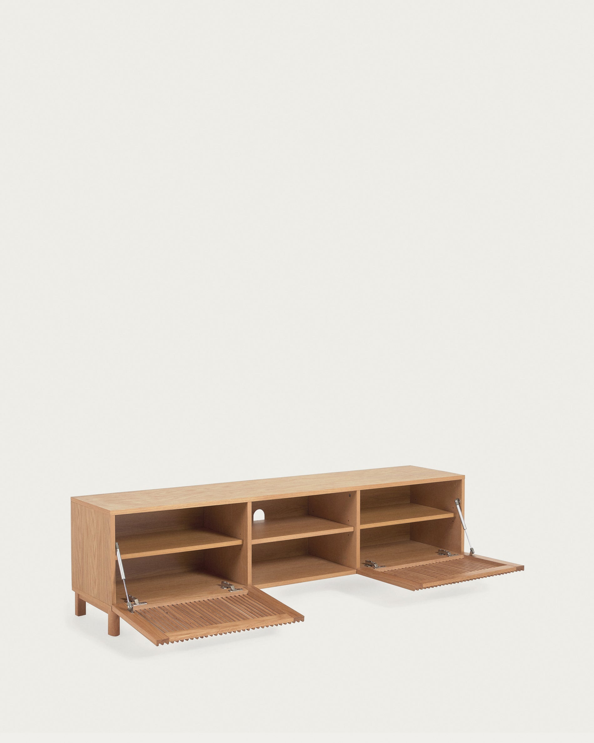 Beyla 2-door TV stand in solid oak wood and oak veneer 180 x 49.5cm FSC 100% - Product View