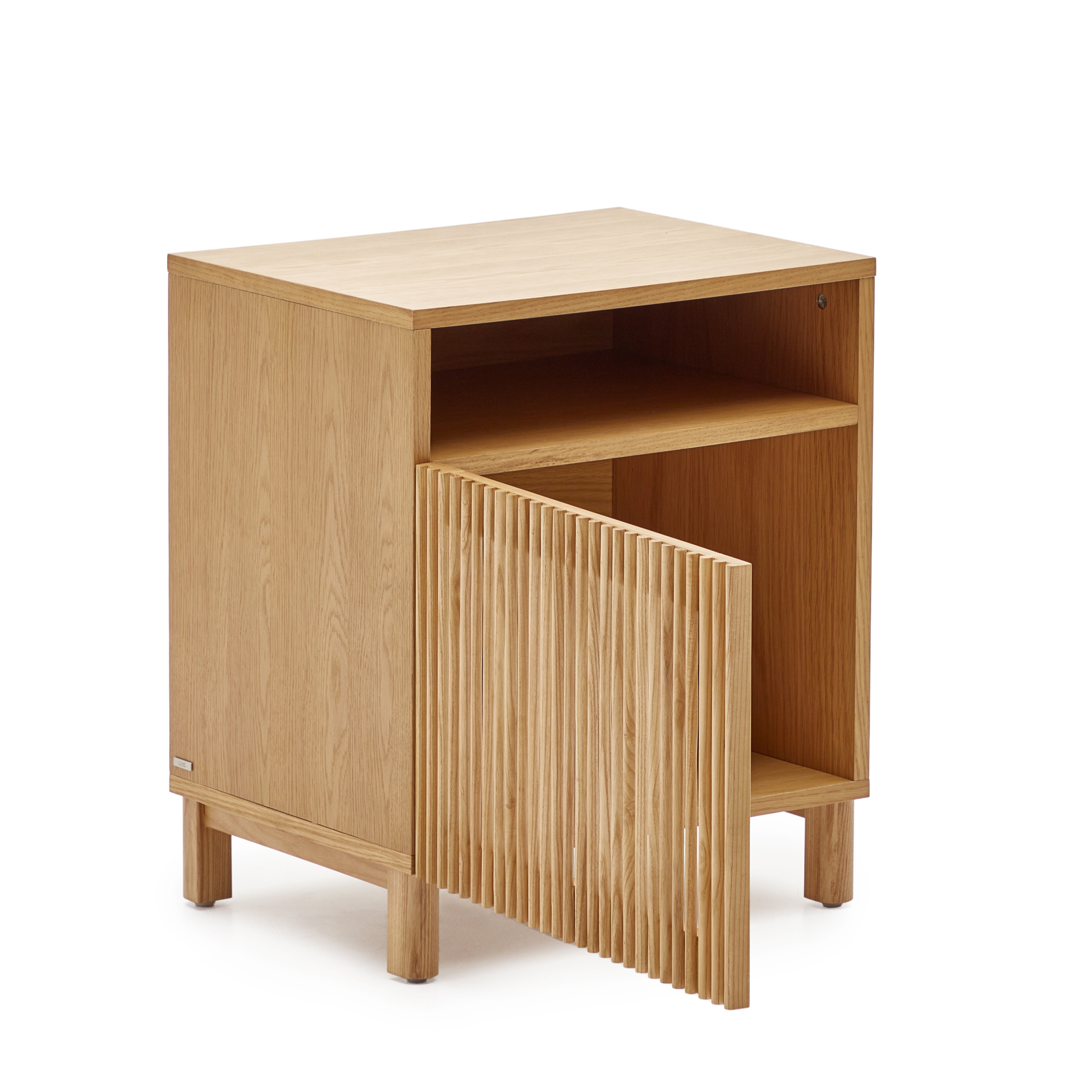 Beyla bedside table in solid oak wood and oak veneer 53 x 62cm FSC 100% - Product Image