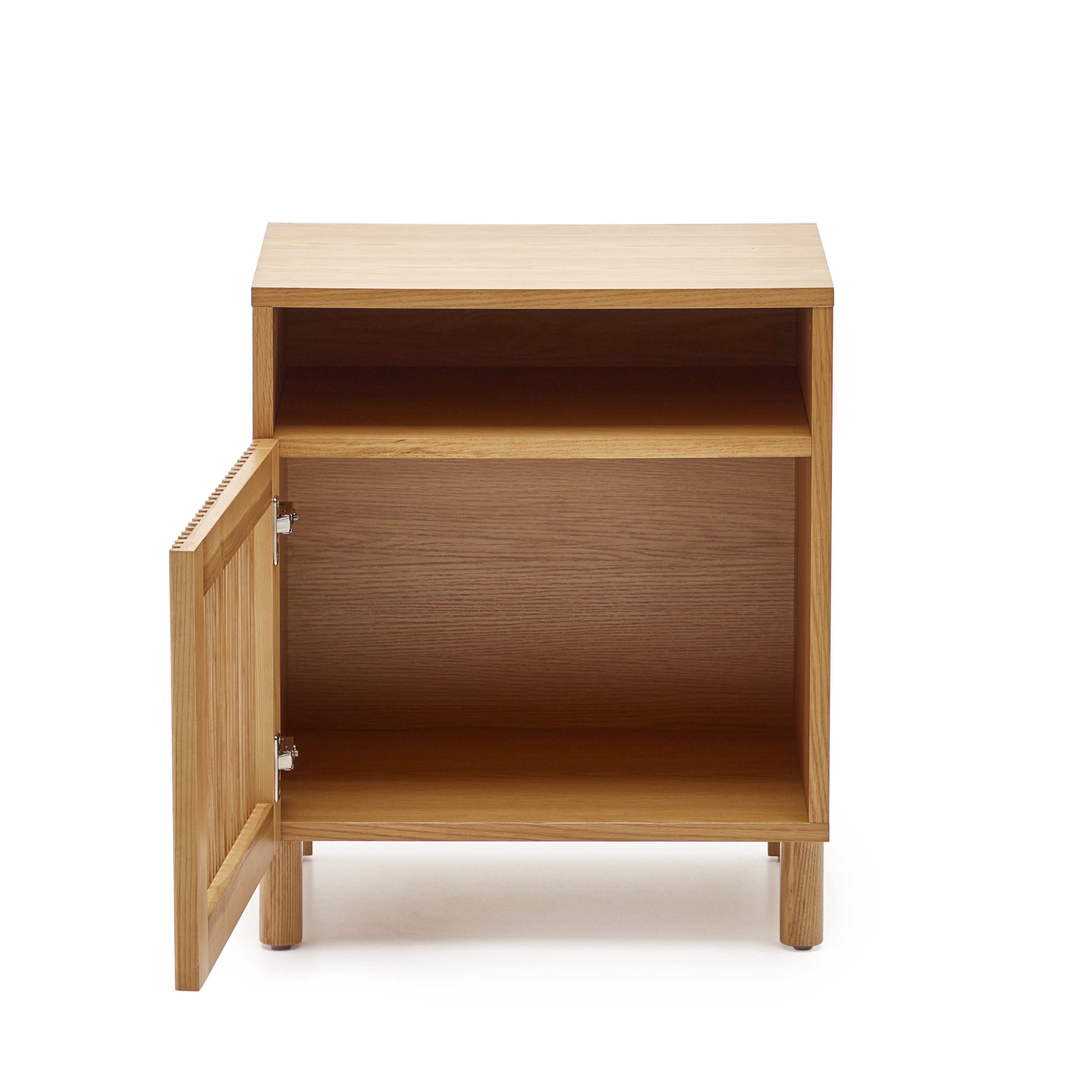 Beyla bedside table in solid oak wood and oak veneer 53 x 62cm FSC 100% - Product Image