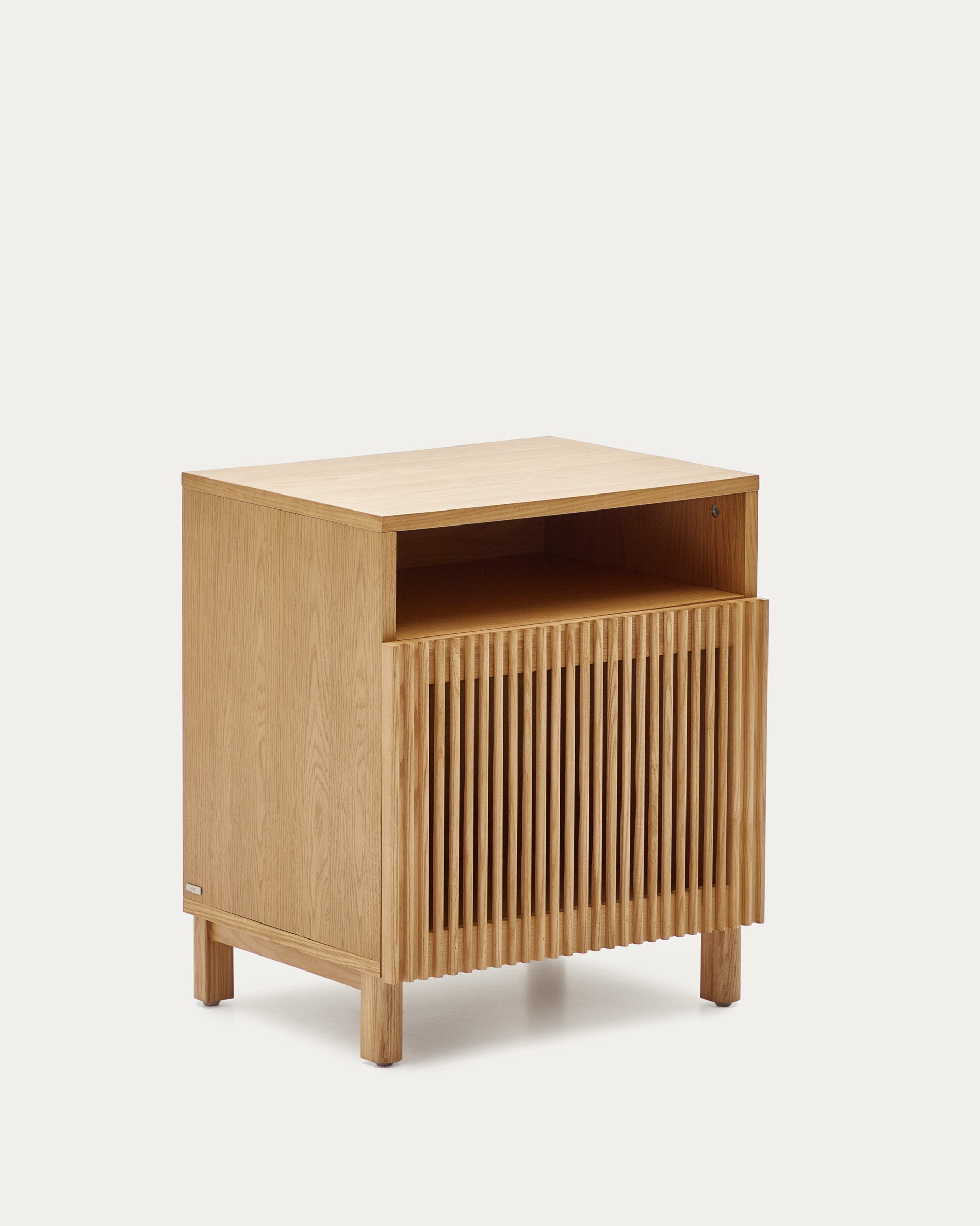 Beyla bedside table in solid oak wood and oak veneer 53 x 62cm FSC 100% - Product View