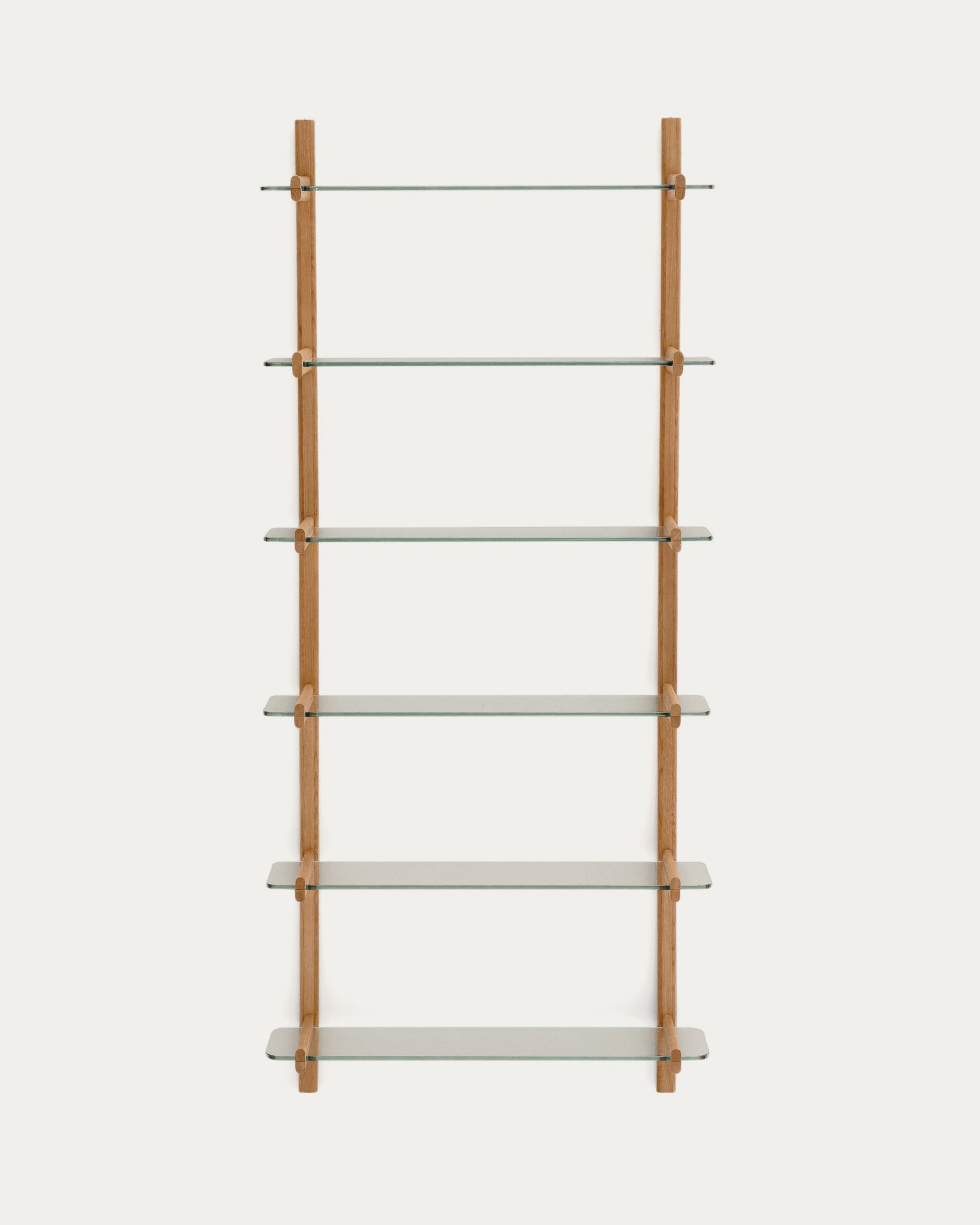 Sitra modular shelf, 6 glass shelves and FSC Mix Credit solid oak wood, 90 cm - Product Image