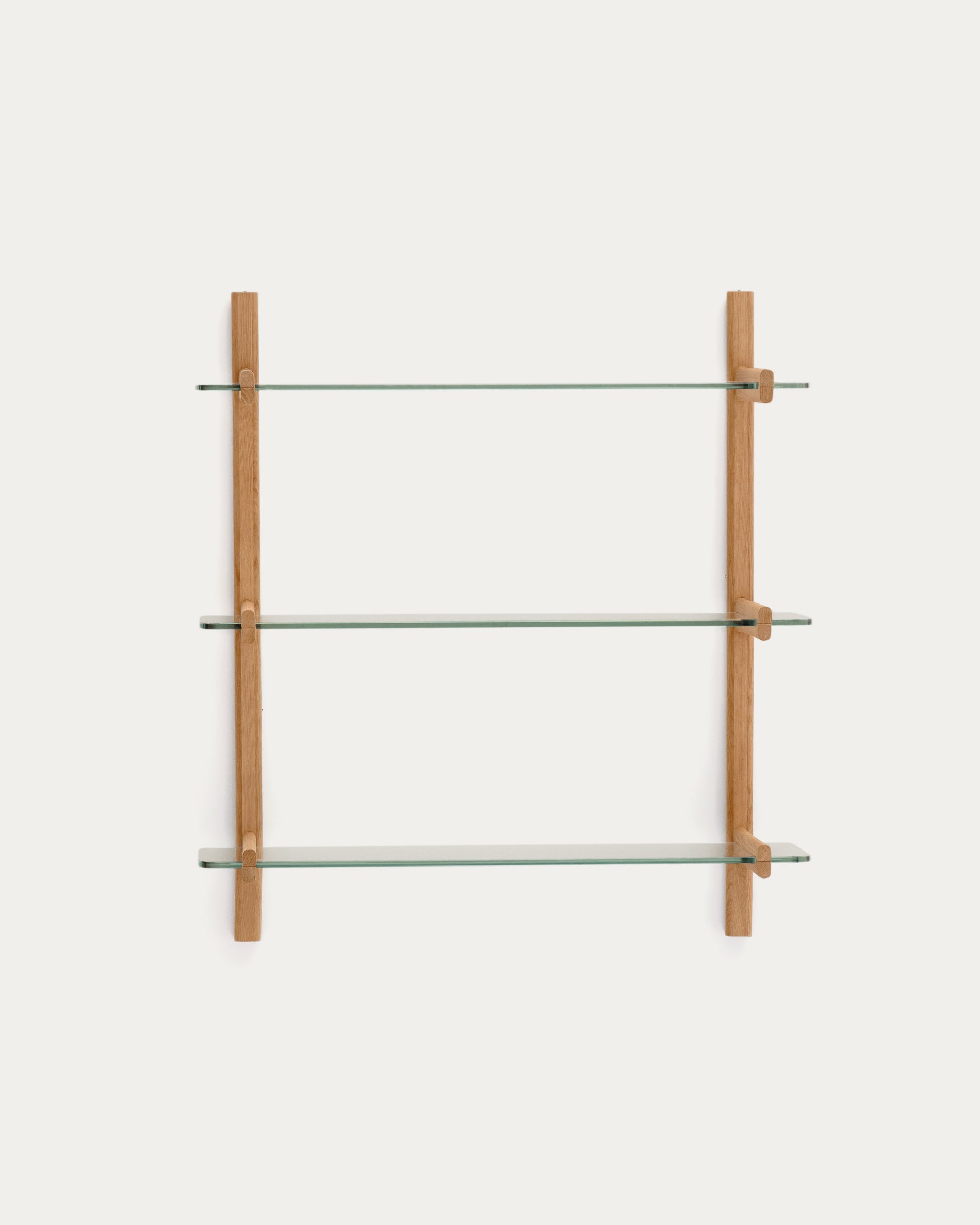 Sitra modular shelf, 3 glass shelves and FSC Mix Credit solid oak wood, 90 cm - Product Image