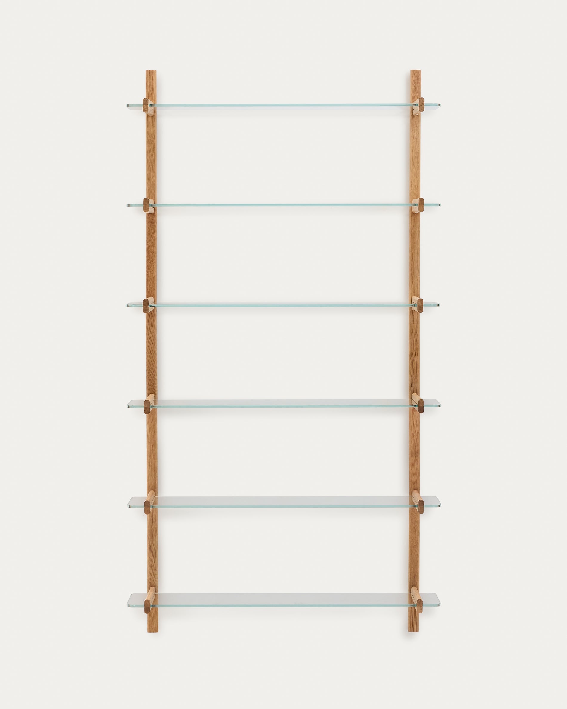 Sitra modular shelf, 6 glass shelves and FSC Mix Credit solid oak wood, 110 cm - Product View