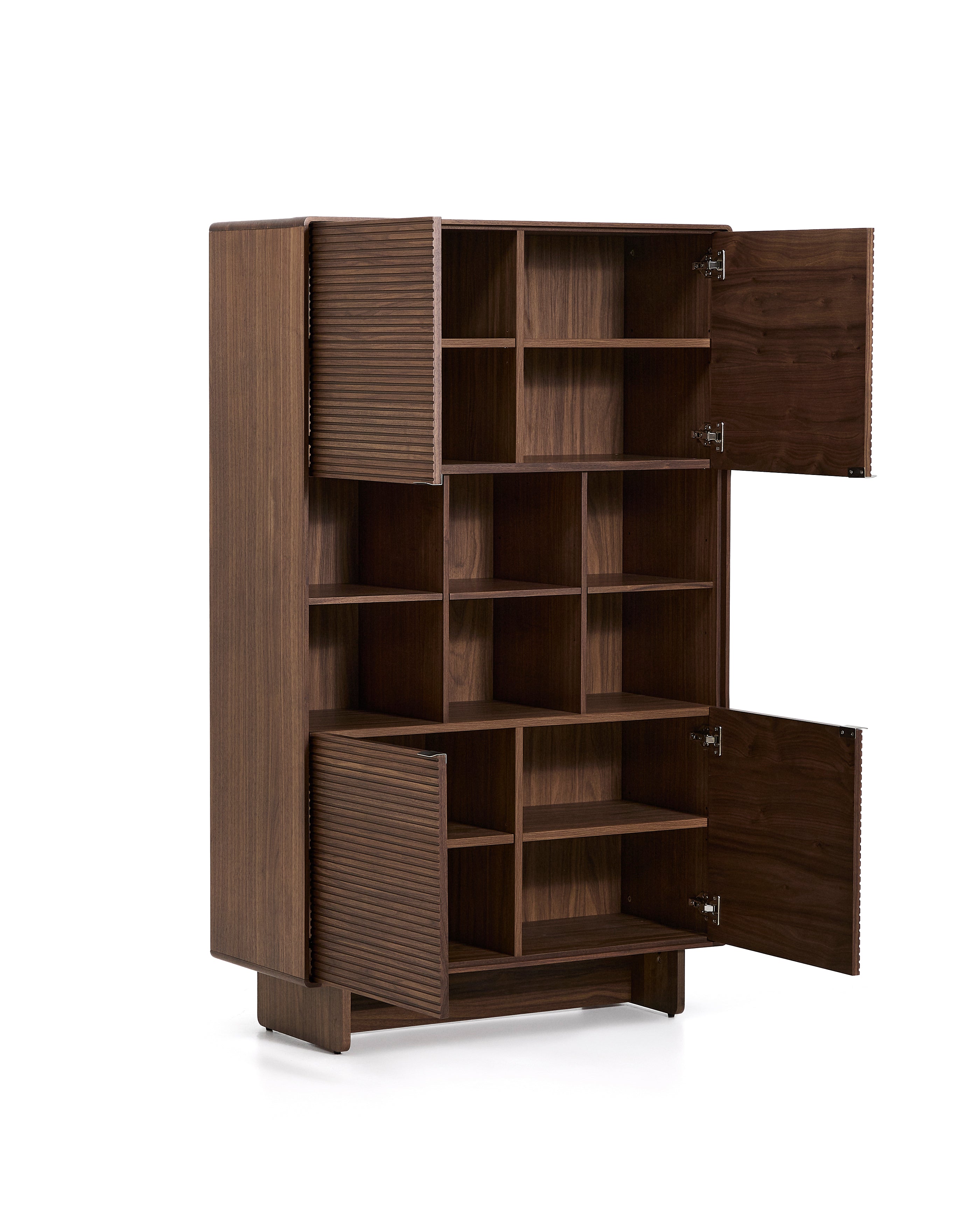Norlen 4-door tall sideboard in walnut veneer FSC Mix Credit 100 x 163cm - Product Image