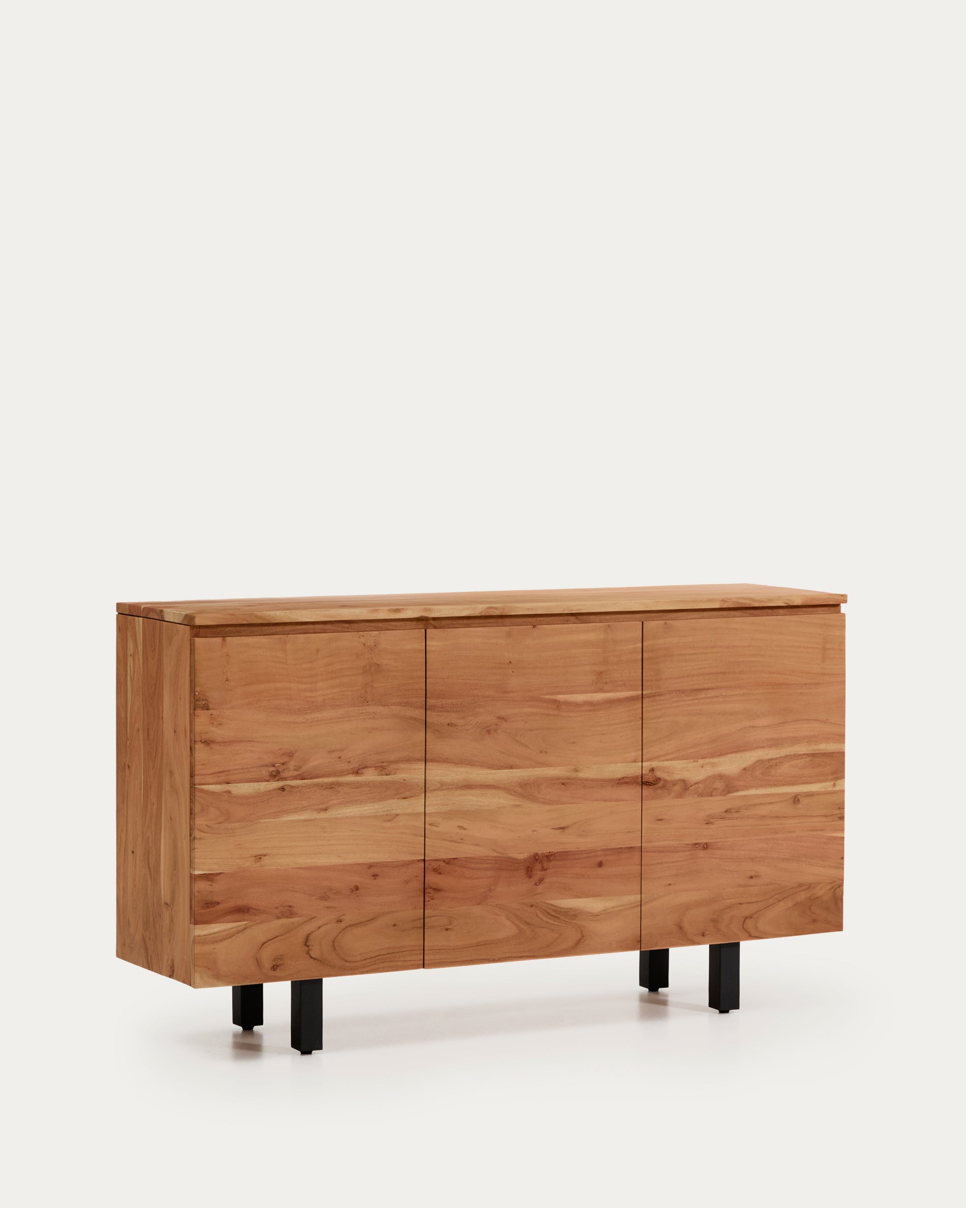 Uxue 3-door sideboard in solid acacia wood with bleached finish 150 x 88cm - Product View