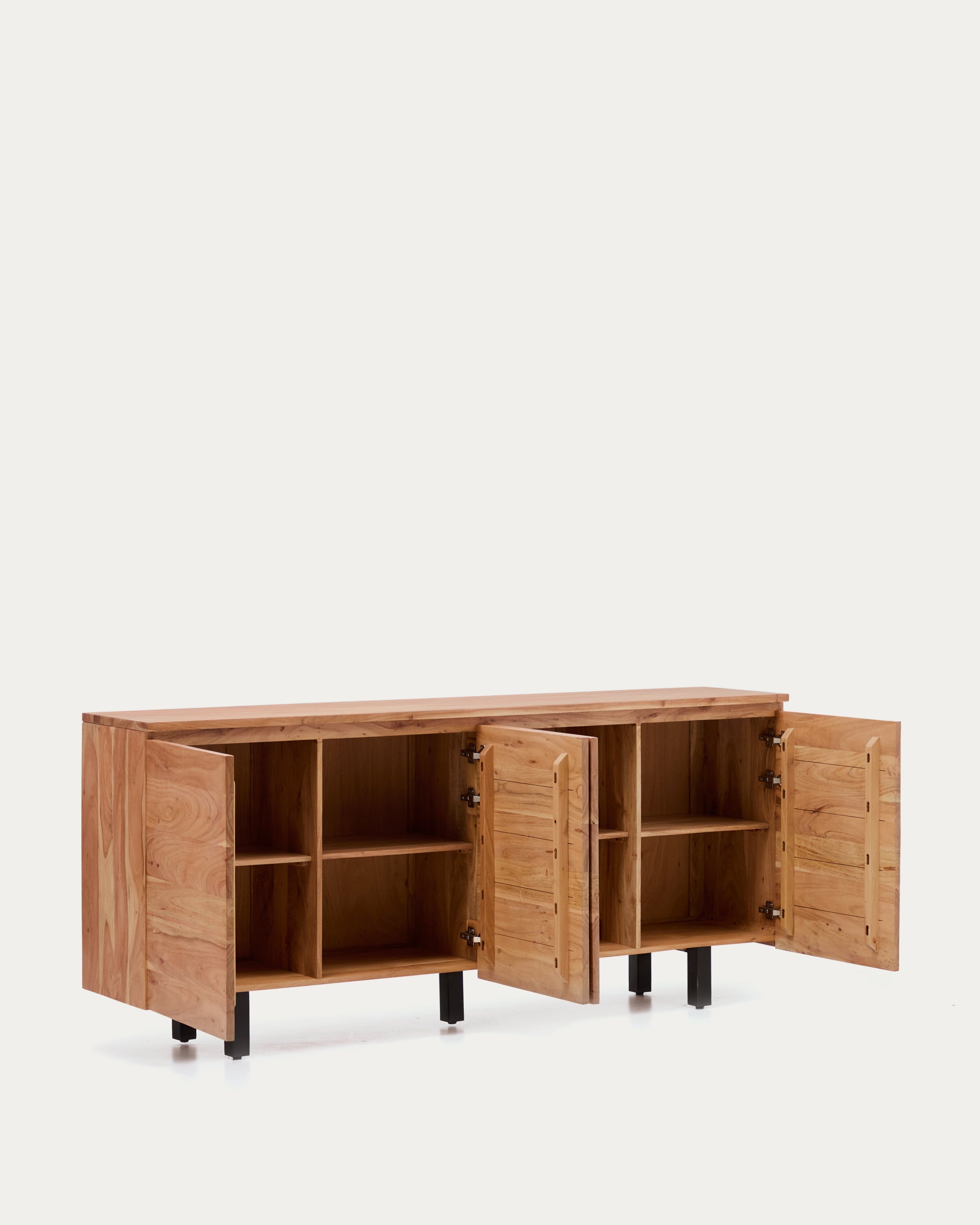 Uxue 4-door sideboard in solid acacia wood with bleached finish 200 x 88cm - Product View