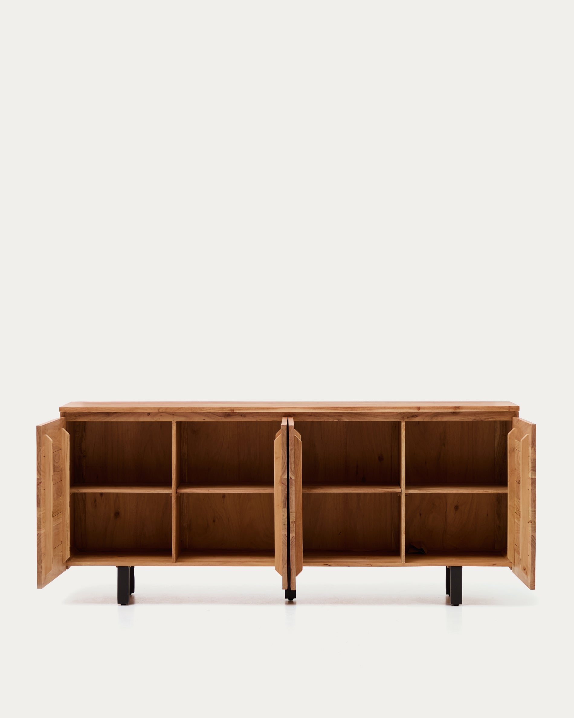 Uxue 4-door sideboard in solid acacia wood with bleached finish 200 x 88cm - Product View