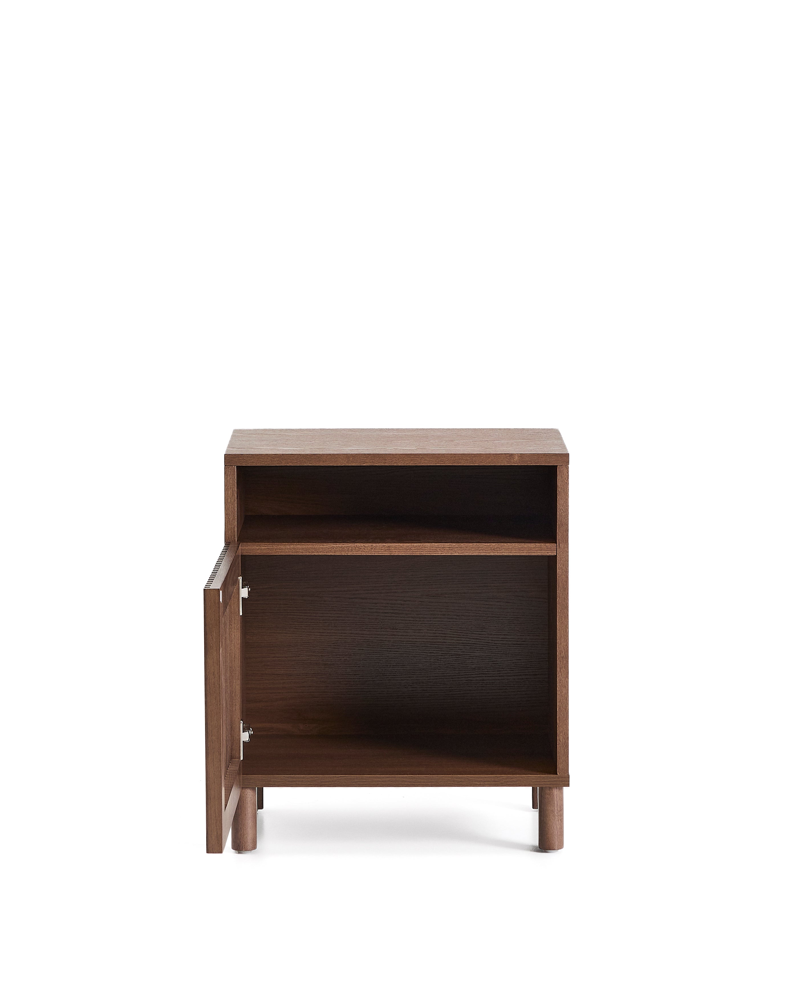 Beyla bedside table in ash veneer and solid ash wood with walnut finish 53 x 62.5cm FSC 100% - Product Image