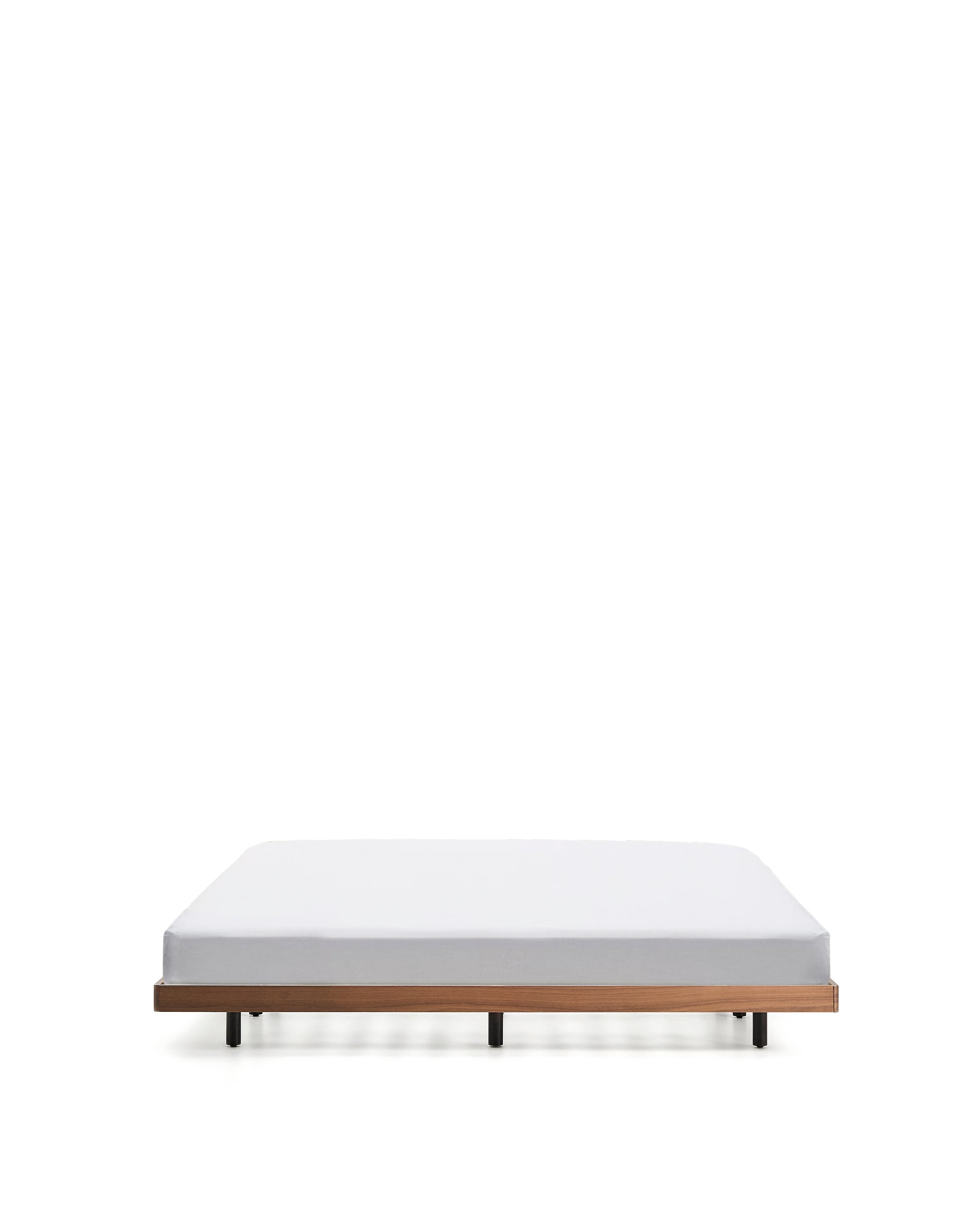 Norlen bed base in walnut veneer with dark finish for 160 x 200cm mattress FSC Mix Credit - Product Image