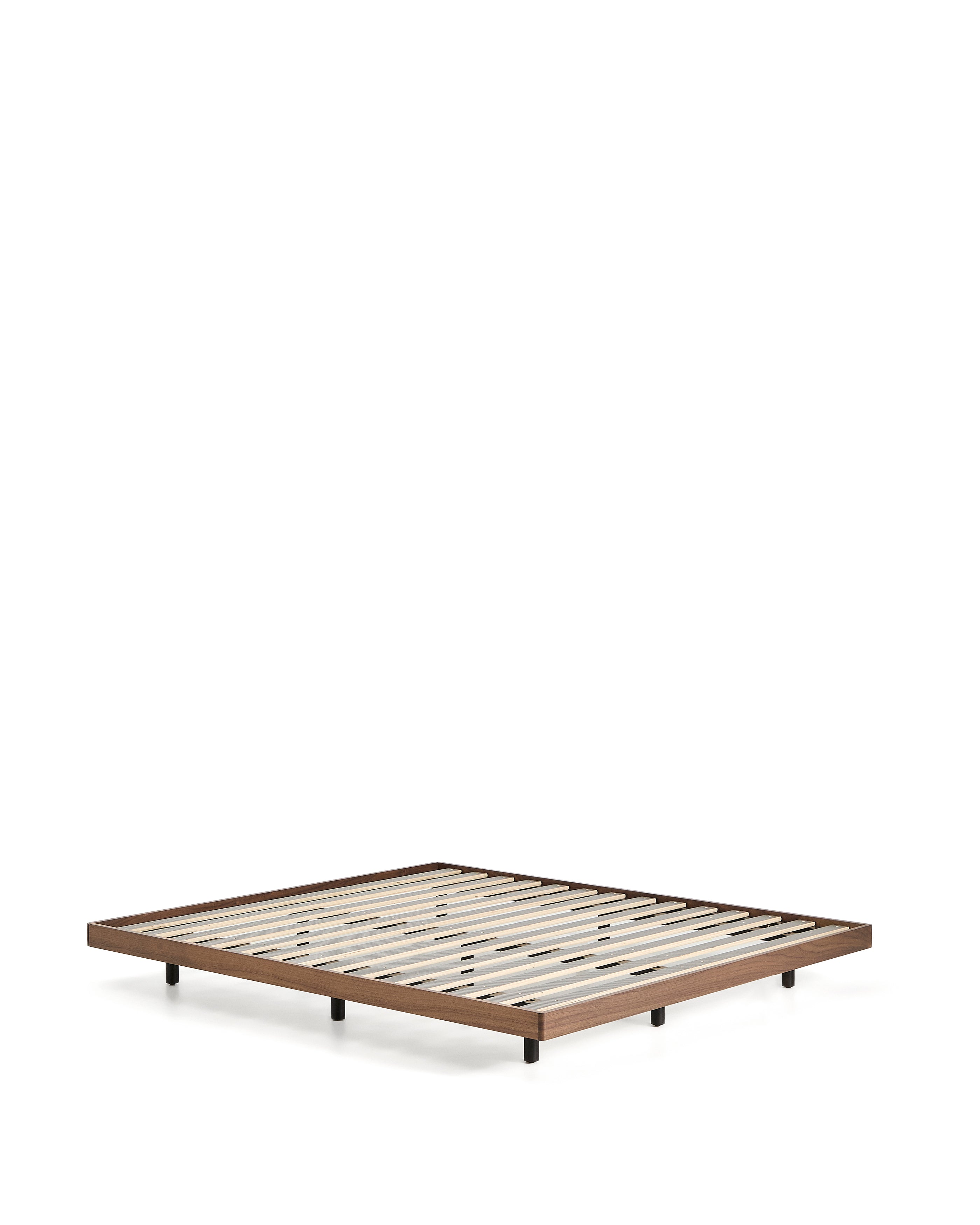 Norlen bed base in walnut veneer with dark finish for 160 x 200cm mattress FSC Mix Credit - Product Image